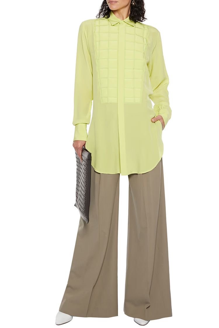 Bottega Veneta o1y0725 Silk Shirt in Light Green Size S / US 4 / IT 40 - 2 Thumbnail