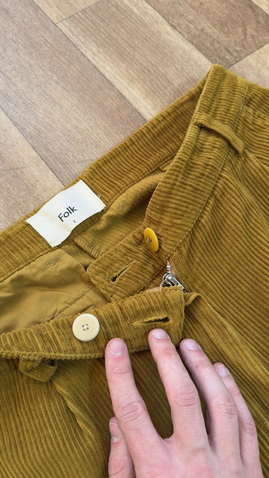 Folk Folk Mustard Yellow Corduroy Trousers Pants Pleated Wide Leg Size US 32 / EU 48 - 4 Thumbnail