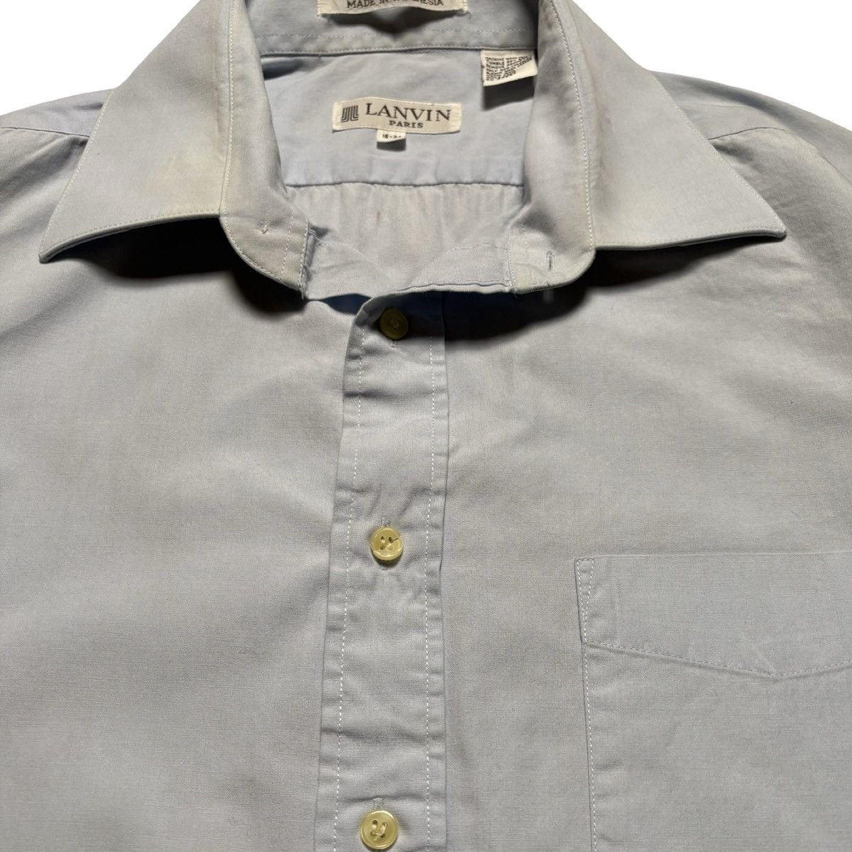 Lanvin Vintage Lanvin Paris Blue Button Up Shirt Dress Casual Flaws Size US M / EU 48-50 / 2 - 2 Thumbnail