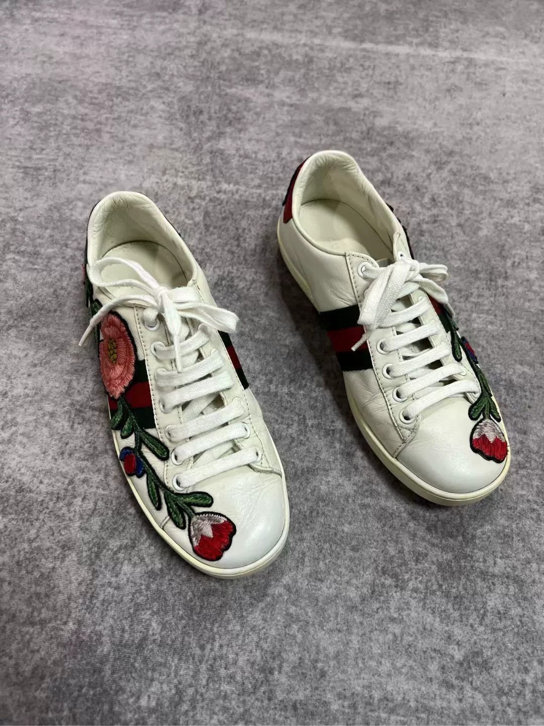 Gucci Gucci Floral White Sneakers Size US 4.5 / IT 34.5 - 1 Thumbnail