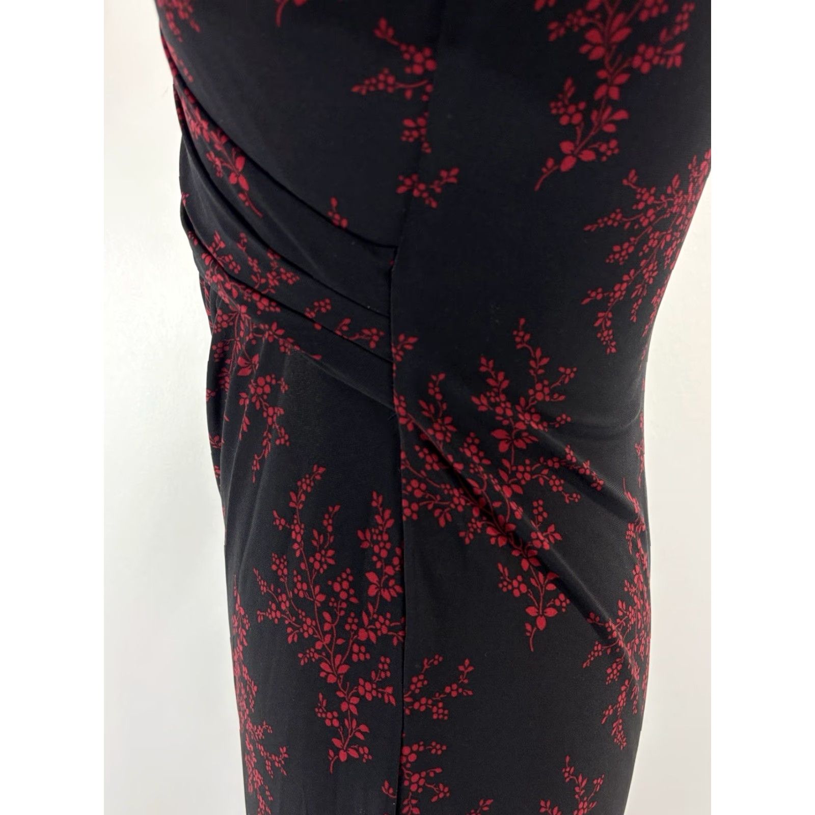 Ralph Lauren Lauren Ralph Lauren Dress Women’s 6 Black Floral Faux Wrap 3/4 Sleeve Knee Length V-Neck Stretch Jersey Classic Wrap Dress Women Mens? Size M / US 6-8 / IT 42-44 - 6 Thumbnail