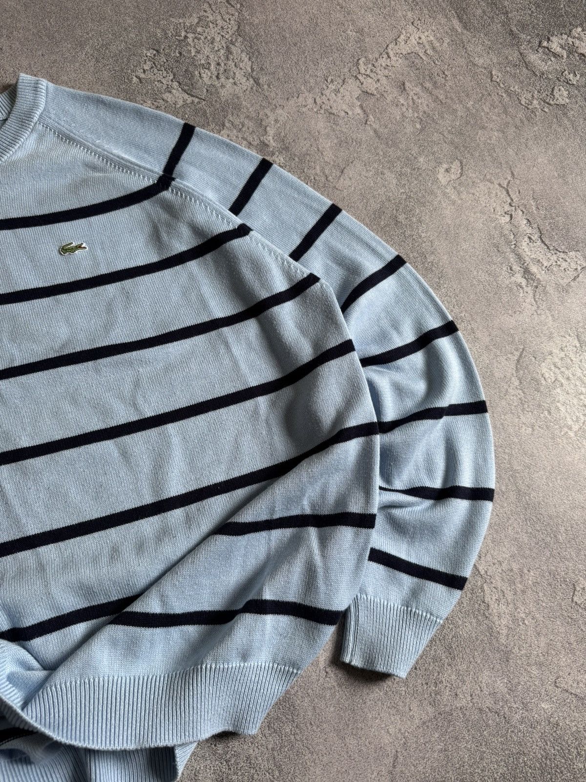 Lacoste × Vintage Lacoste 10size striped blue knitwear sweater jumper pullover Size US XXL / EU 58 / 5 - 4 Thumbnail