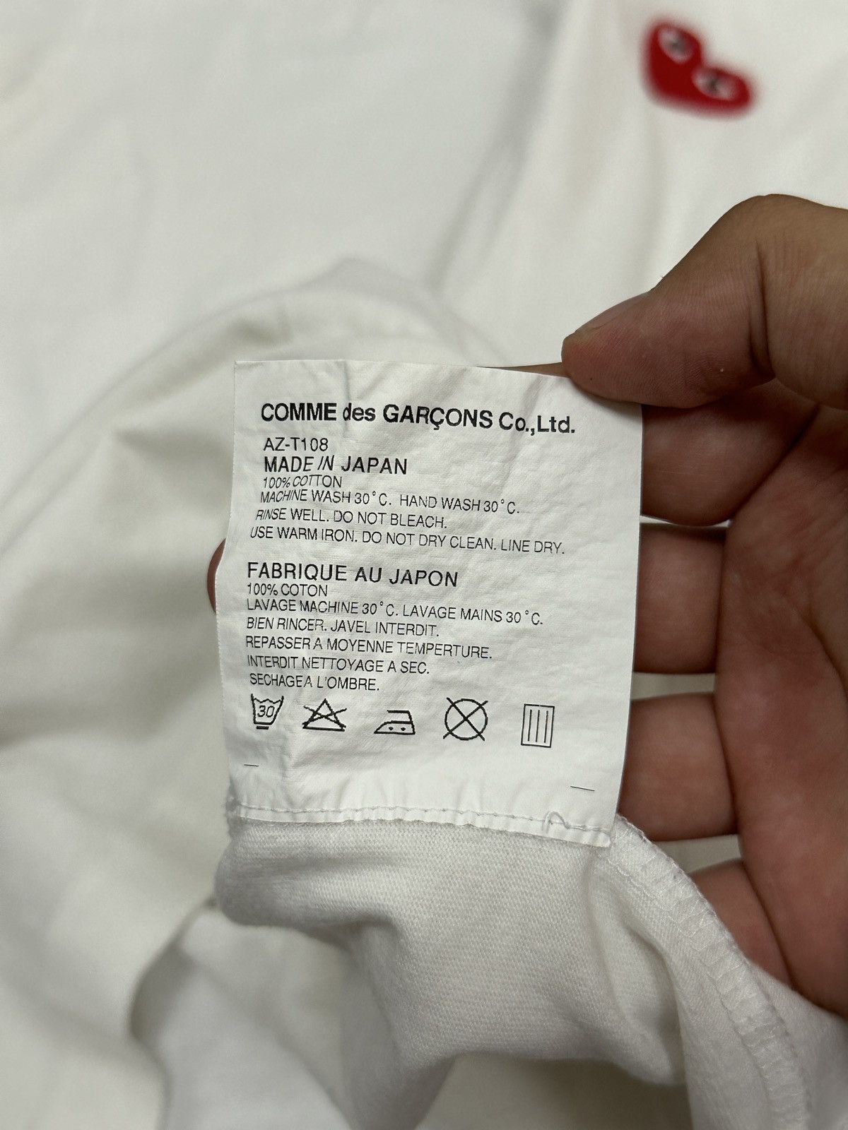 Comme des Garcons PLAY Comme Des Garcons Play Heat Logo White T-Shirt M Size Size US M / EU 48-50 / 2 - 6 Thumbnail