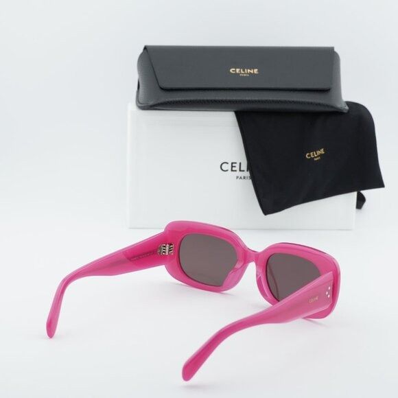 Celine Celine CL40287U 72E Sunglasses Pink Rectangle Frame Size ONE SIZE - 12 Thumbnail