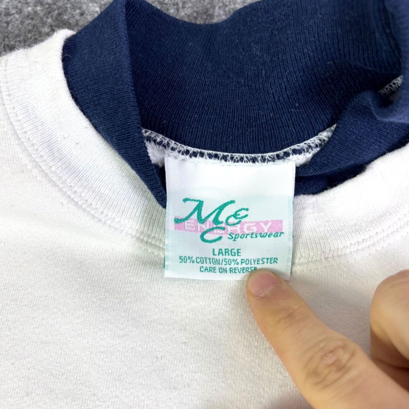 ESPIRIT VINTAGE M&C Sportswear Spirit 2000 Sweatshirt White Mock Neck Long Sleeve Large Mens Graphic Print Embroidered Buckle Accents Size US L / EU 52-54 / 3 - 3 Thumbnail