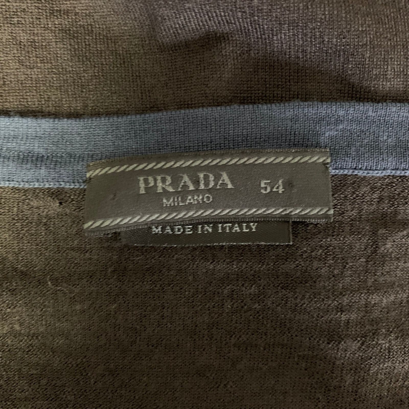 Prada PRADA Size XL Grey Blue Knitted V-Neck Pullover Size US XL / EU 56 / 4 - 4 Thumbnail