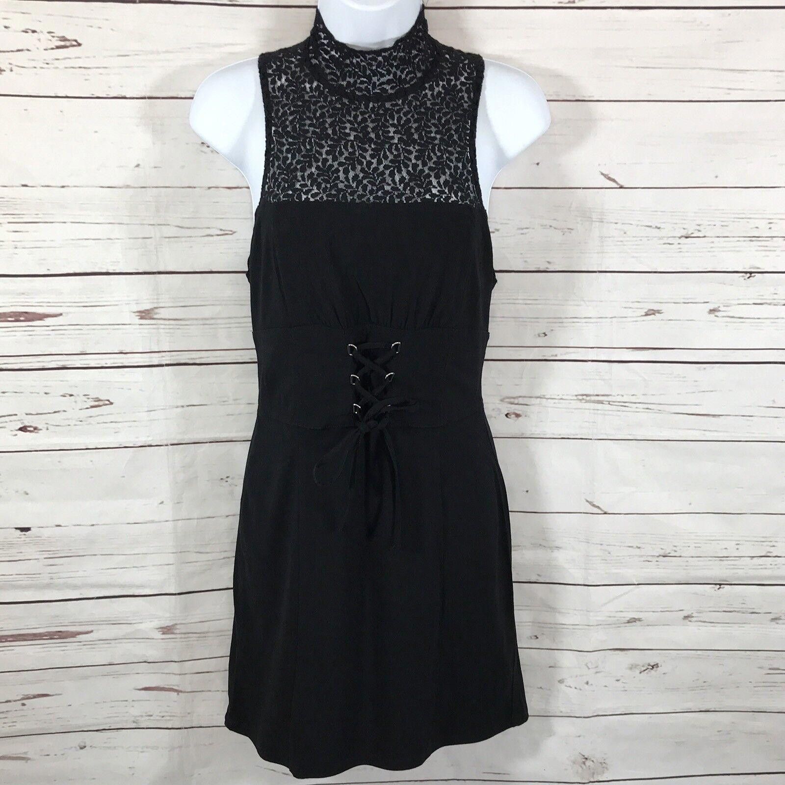 Free People Intimately Free People Black Lace Corset Dress High Neck Size S / US 4 / IT 40 - 1 Thumbnail