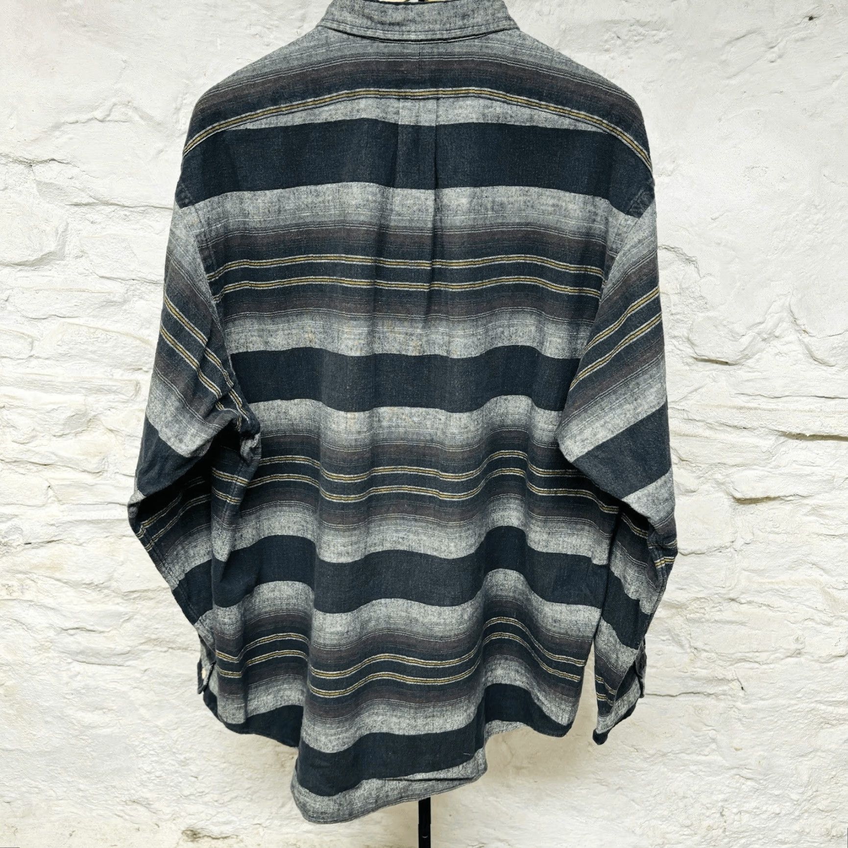 VINTAGE Polo Ralph Lauren Shirt Whitfield Striped Black Cotton 90s