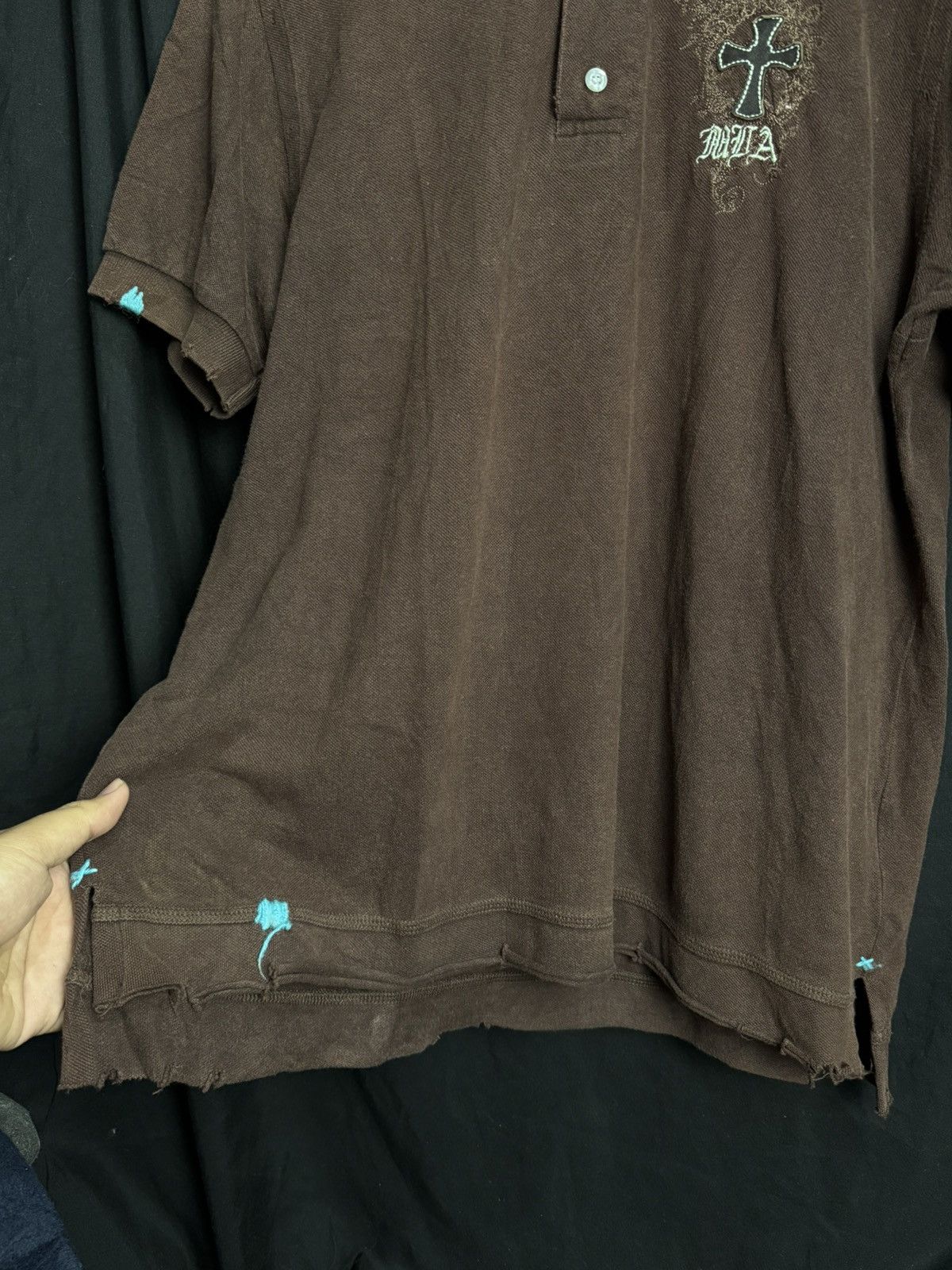 If Six Was Nine Japanese Crosses Polo Shirt Distressed Styled Size US L / EU 52-54 / 3 - 6 Thumbnail