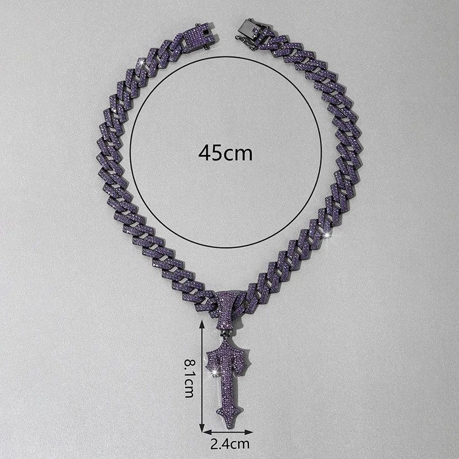 Jewelry Purple Sword Men Necklace Hip Hop Sword Pendant Necklace Size ONE SIZE - 5 Thumbnail