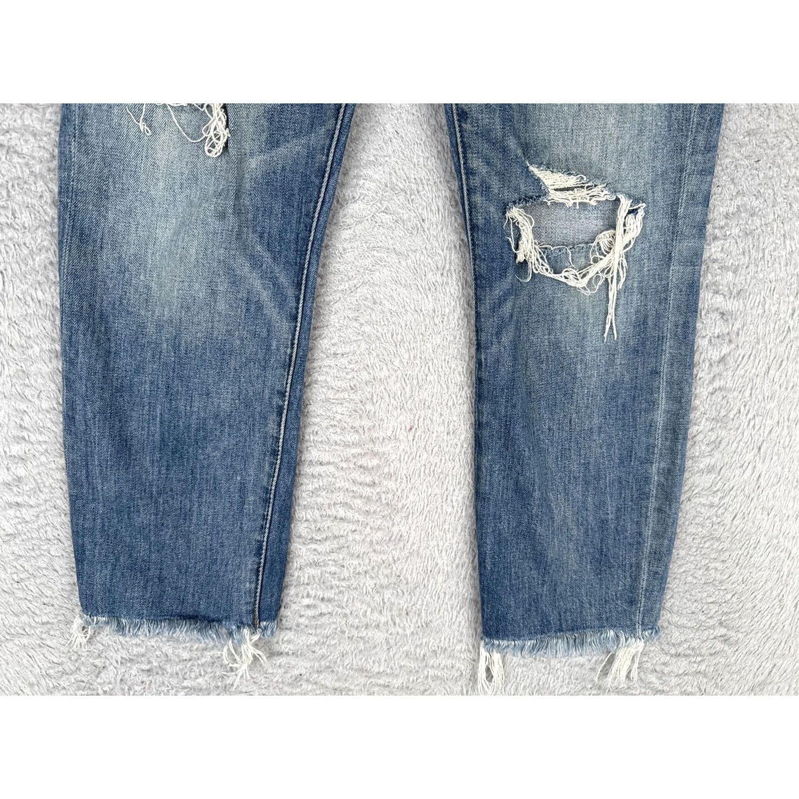 Madewell VINTAGE Madewell Jeans Womens 27 Blue Mid Rise Distressed Crop 27x24.5 Slim Pocket Fringe 5-Pocket Denim Fall Mens? Size 27" / US 4 / IT 40 - 2 Thumbnail
