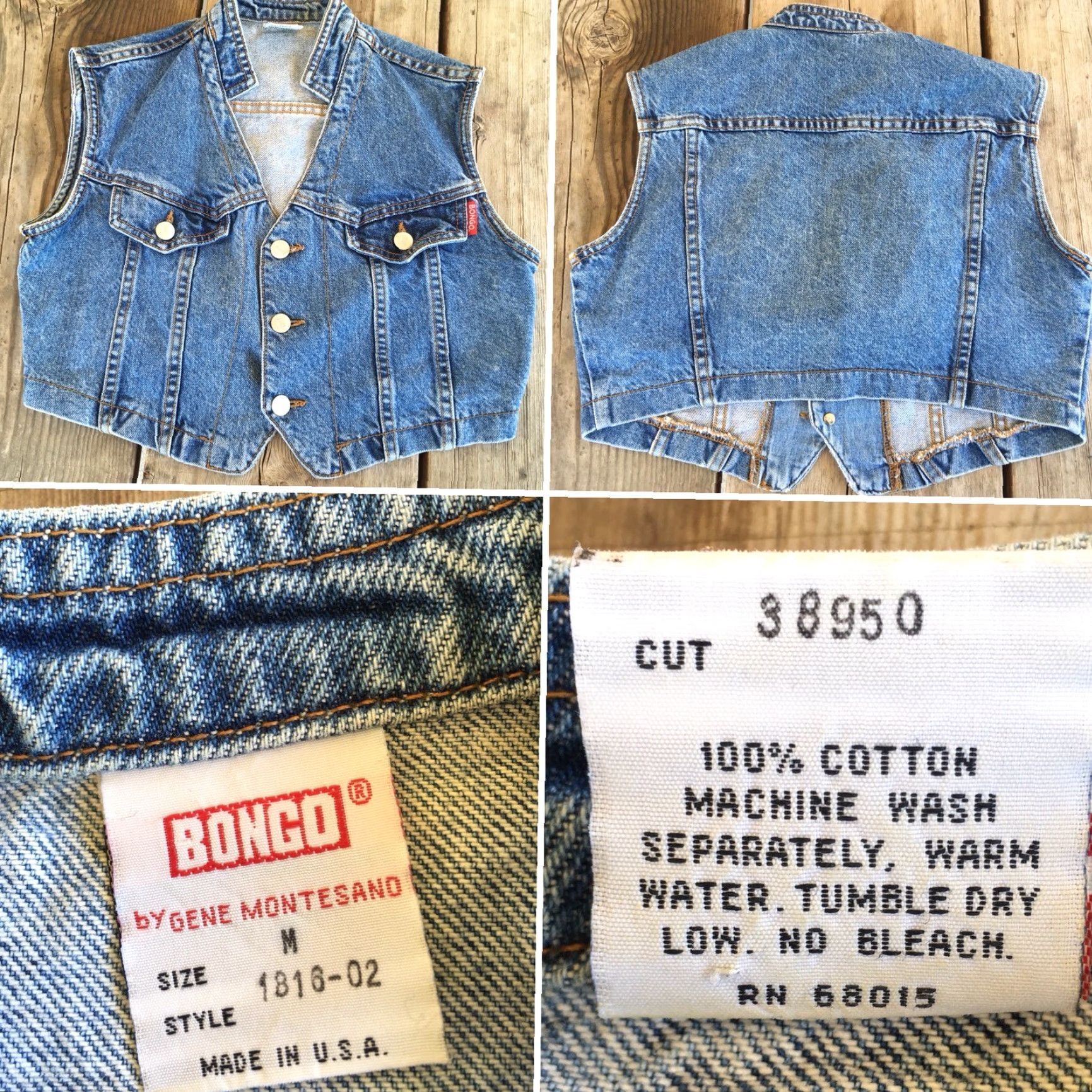 Vintage VINTAGE BONGO Denim Vest 80s 90s Made In USA Size M Blue Cropped Size 32" / US 10 / IT 46 - 2 Thumbnail