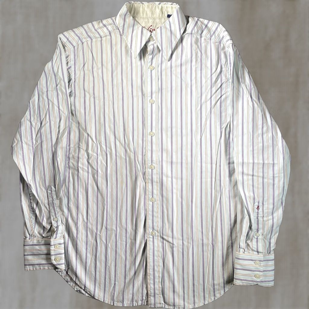 Robert Graham Robert Graham Shirt Mens Medium Pastel Candy Stripes Silk Floral Button-Up Long Sleeve Size US M / EU 48-50 / 2 - 1 Thumbnail