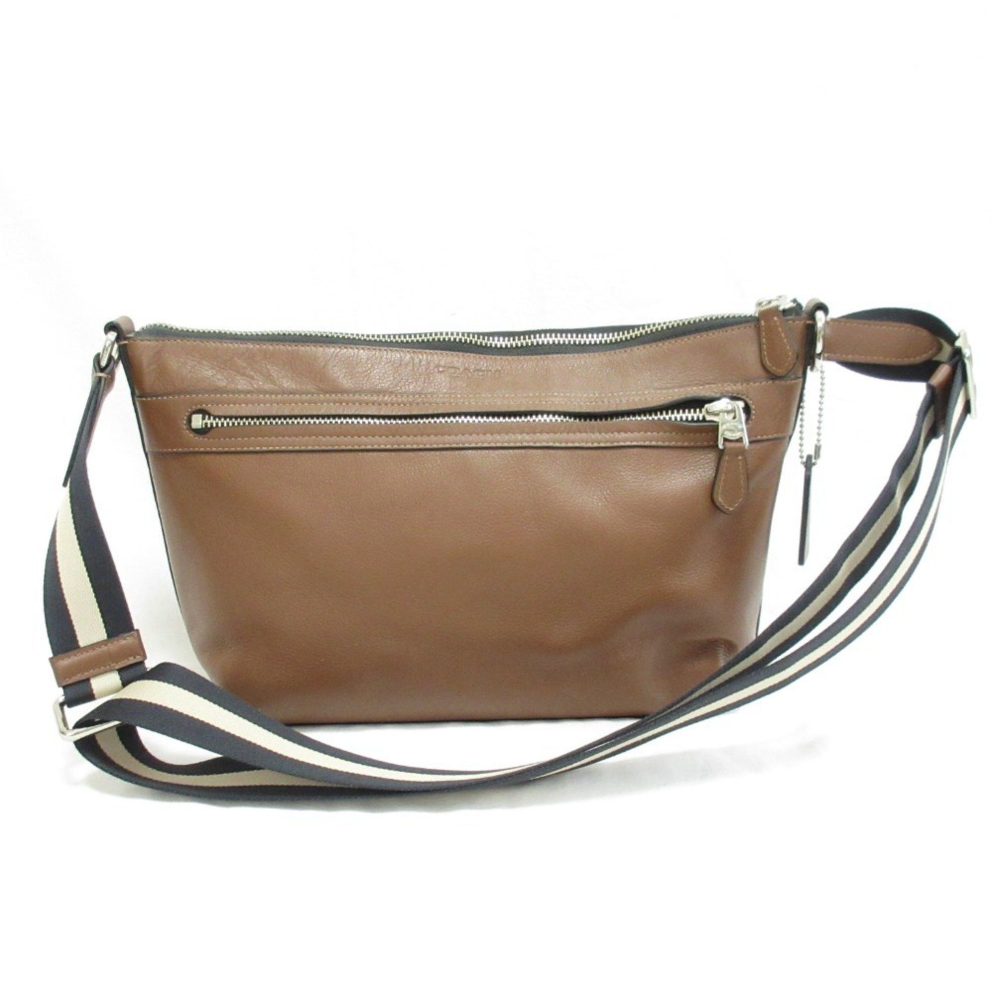 Coach Leather Boat Shape Shoulder Bag Crossbody F54796 Brown Men's Women's