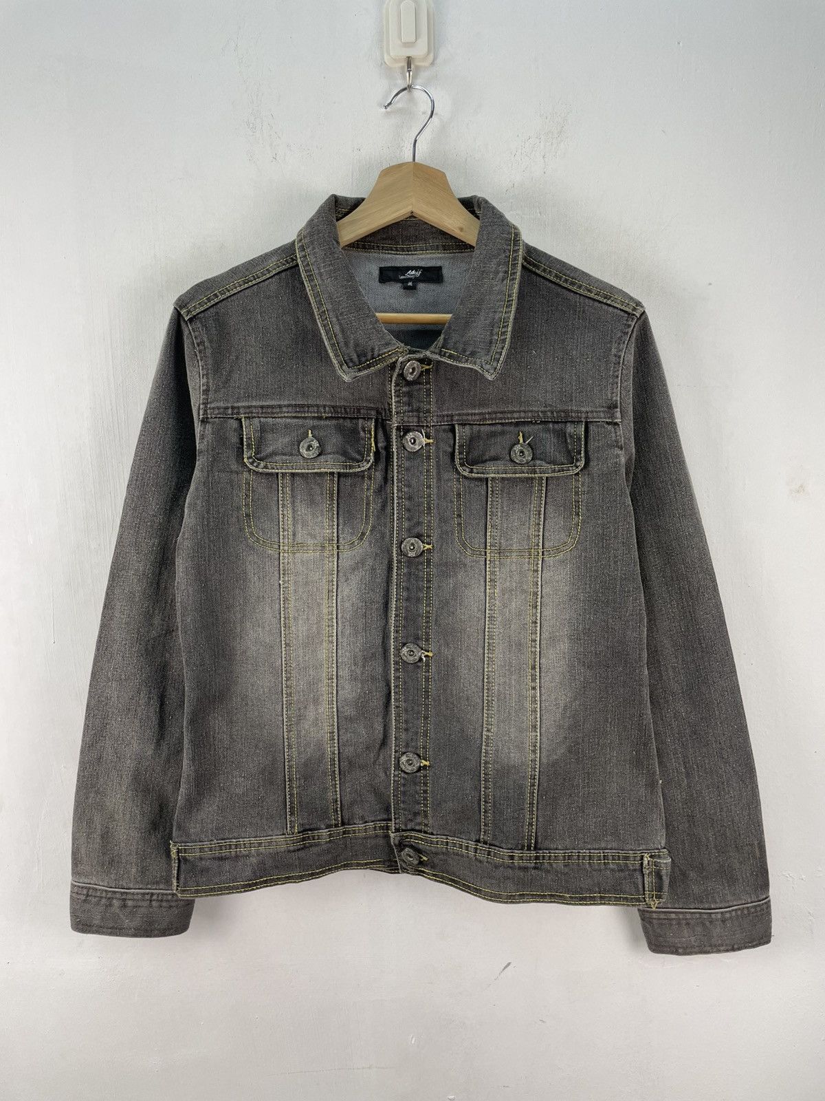 Vintage Japanese Denim Jacket Black Faded Wash