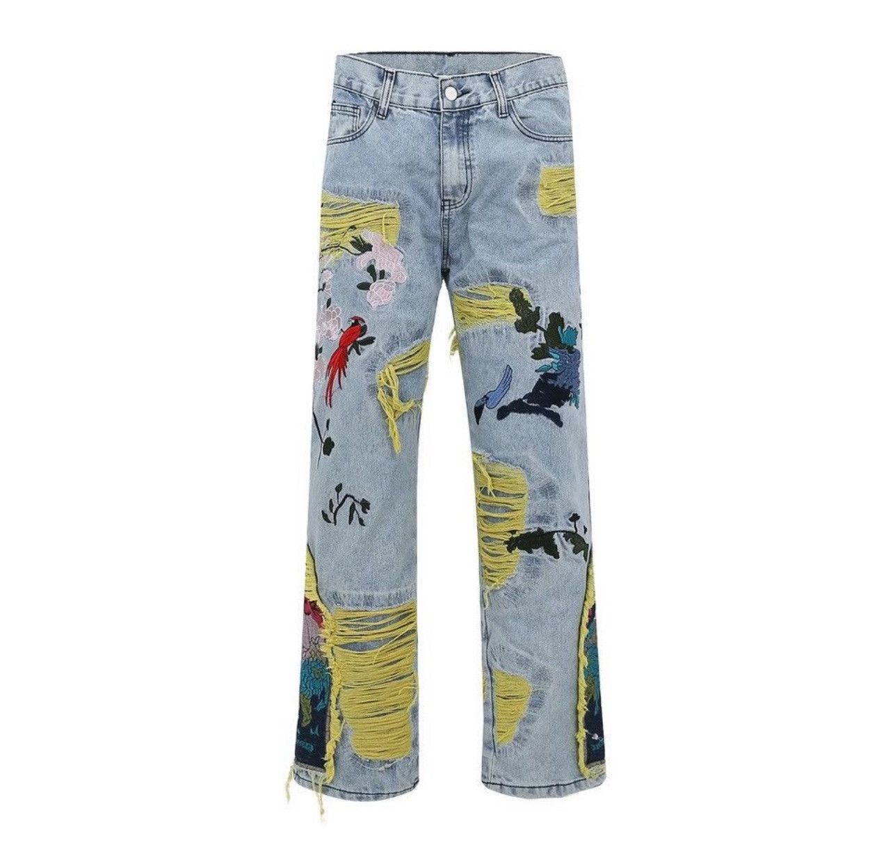 Japanese Brand × Jean Embroidered Patch Denim Ripped Jeans Size US 32 / EU 48 - 7 Thumbnail