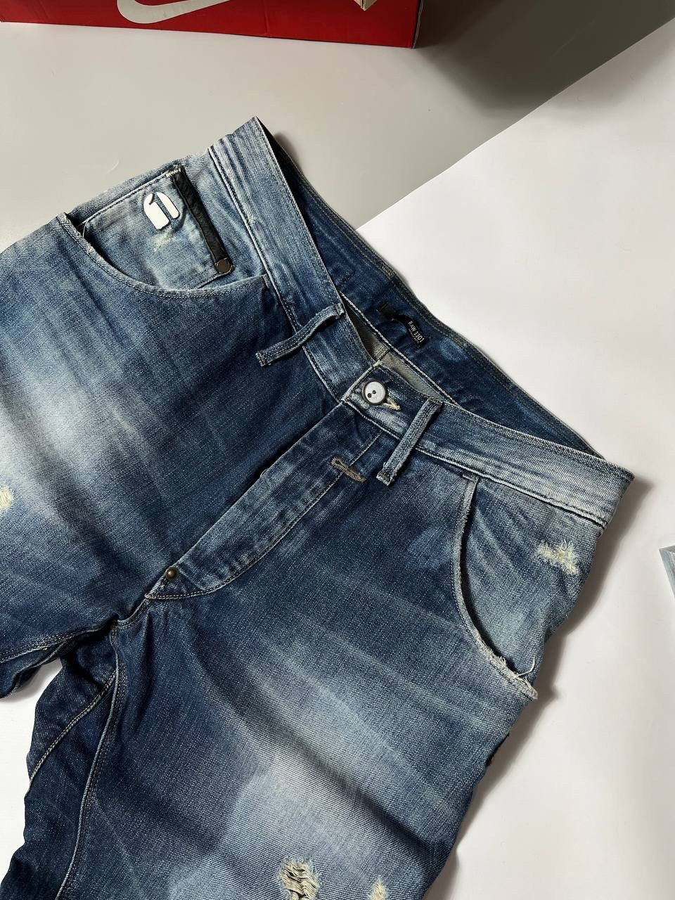 G-Star G Star Raw 3301 Denim Jeans Mens 31x34 Blue Distressed Moto Size US 31 - 6 Thumbnail