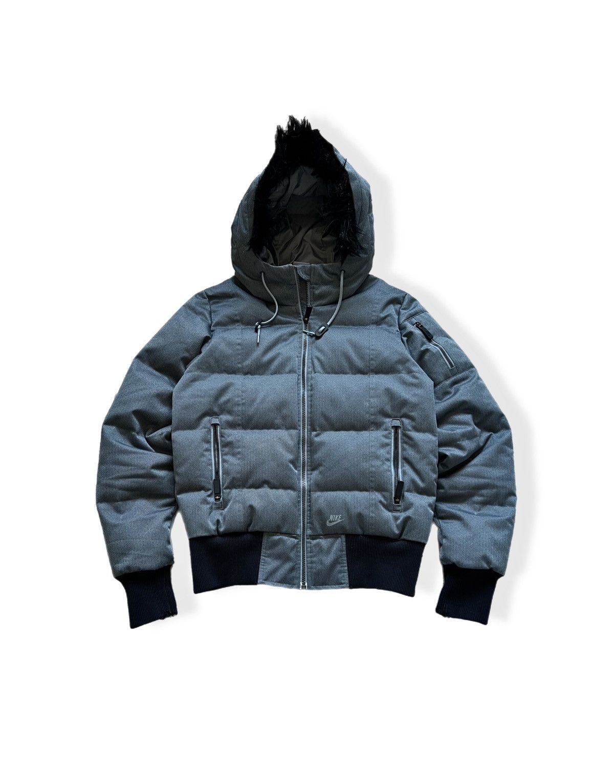 Nike Vintage Nike Faded Bomber Fur Fuzzy Multi Pocket Jacket MA-1 Size S / US 4 / IT 40 - 1 Thumbnail