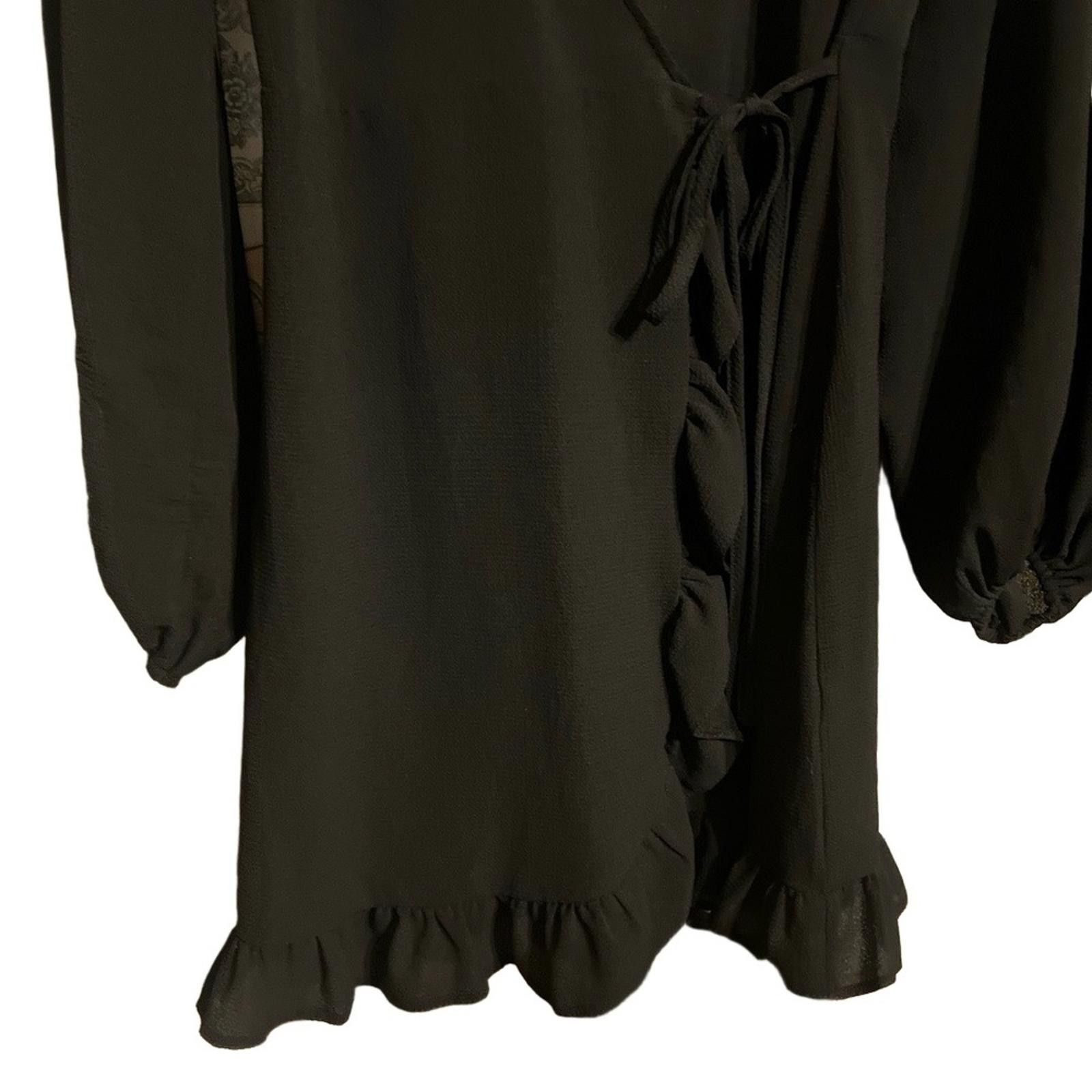 Asos ASOS DESIGN Mini Dress US 6 Black Wrap Long Puff Sleeves Size M / US 6-8 / IT 42-44 - 4 Thumbnail