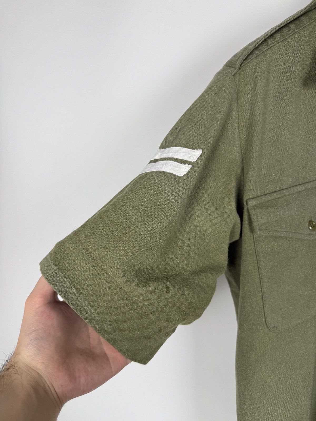 Vintage 50s 60s Vintage British Army Green Wool Short Sleeve Shirt Size US M / EU 48-50 / 2 - 7 Thumbnail