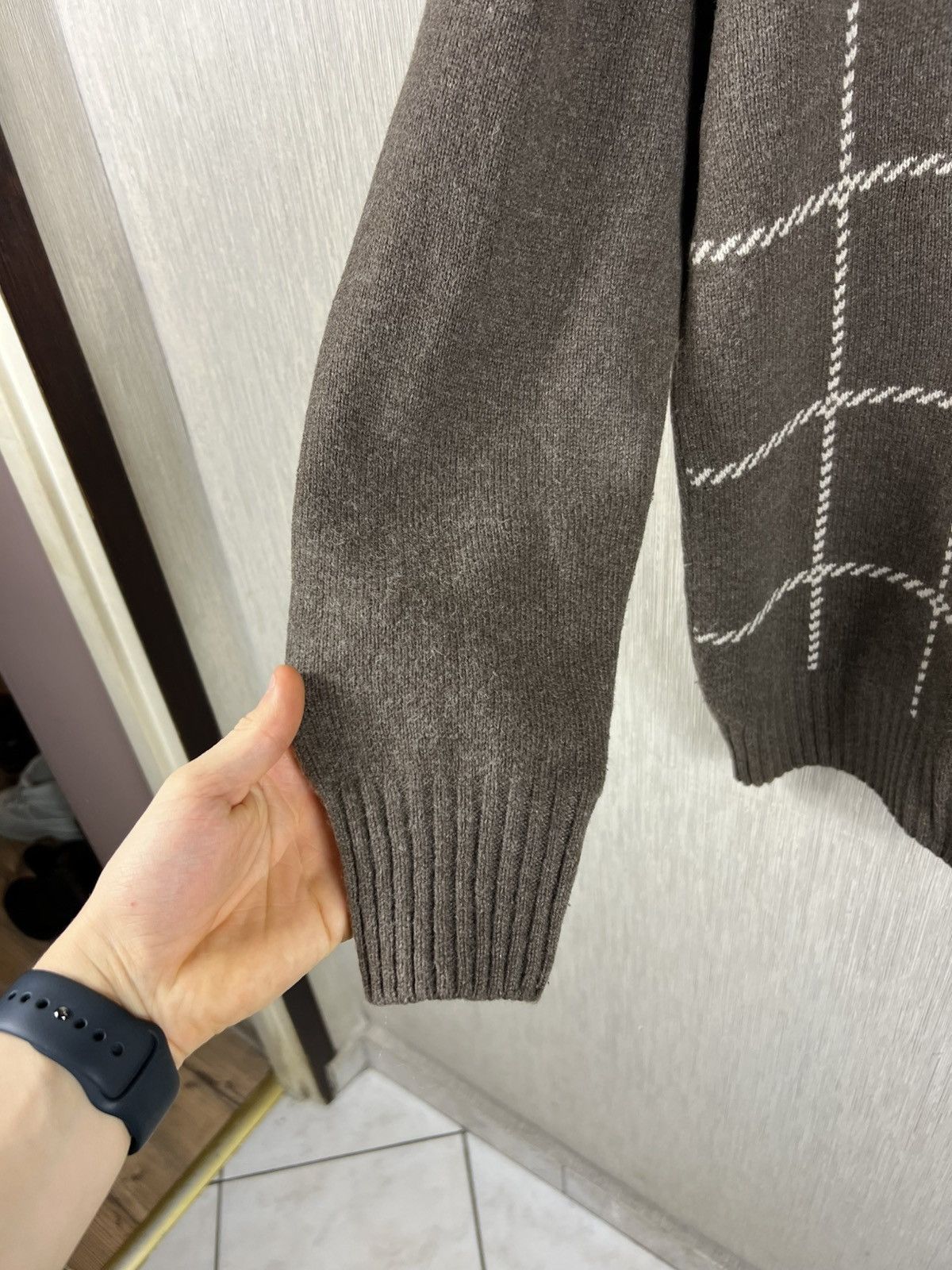 Balmain Vintage 90s Balmain wool checkered knit sweater cord knitted Size US M / EU 48-50 / 2 - 13 Thumbnail