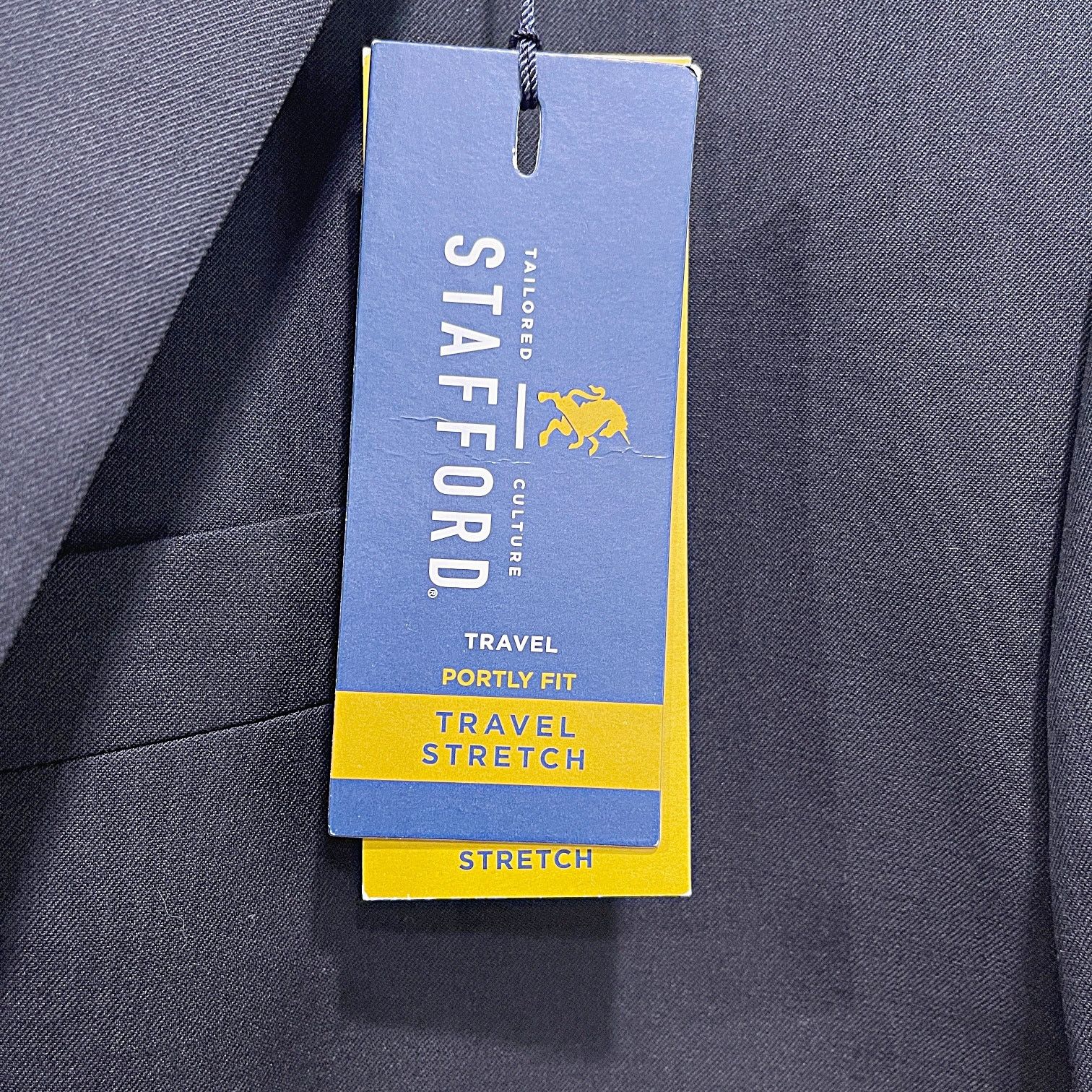 Stafford Stafford Stretch Travel Suit Separate Jacket Black 52 Portly Size 52R - 3 Thumbnail