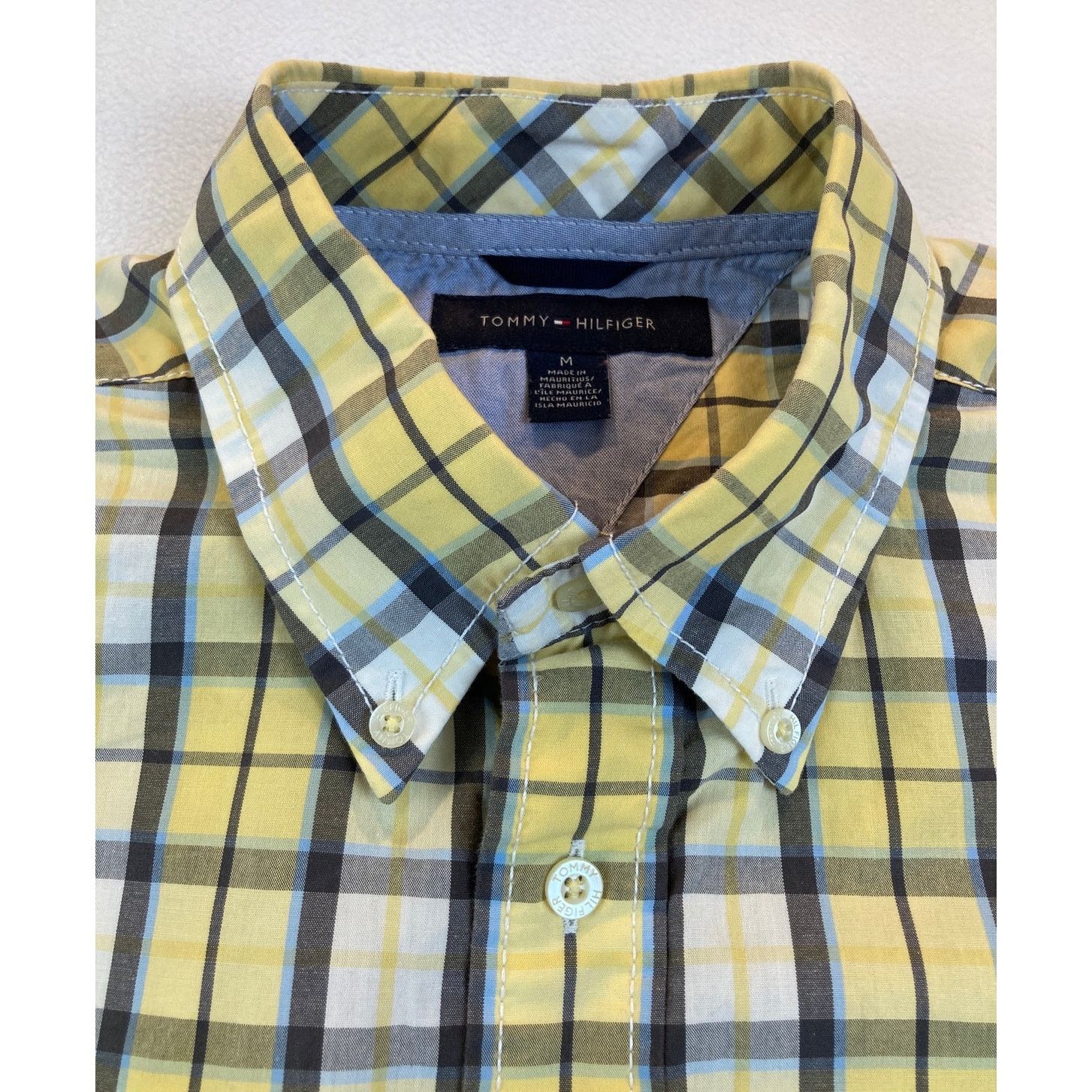 Tommy Hilfiger Tommy Hilfiger Classic Shirt Short Slv Yellow Blue Plaid Med Size US M / EU 48-50 / 2 - 2 Thumbnail