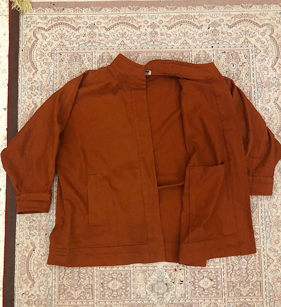Yves Saint Laurent YSL Rive Gauche Kimono Jacket 70s Japan-Inspired Rust Size XL / US 12-14 / IT 48-50 - 5 Thumbnail