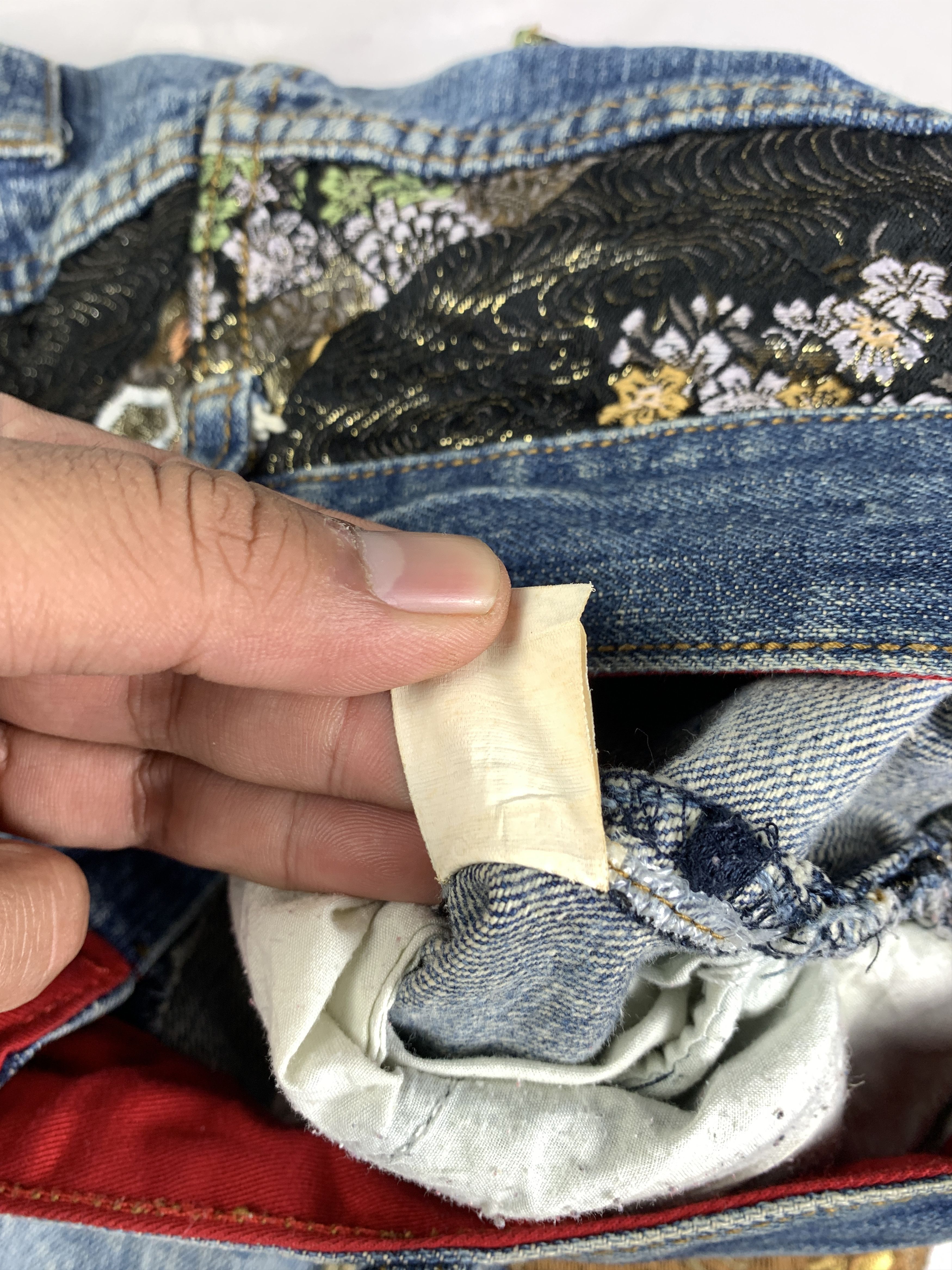 Japanese Brand Hishyouhakurei Blue Sukajan Koi Lily Relaxed Jeans (36) Size US 36 / EU 52 - 11 Thumbnail