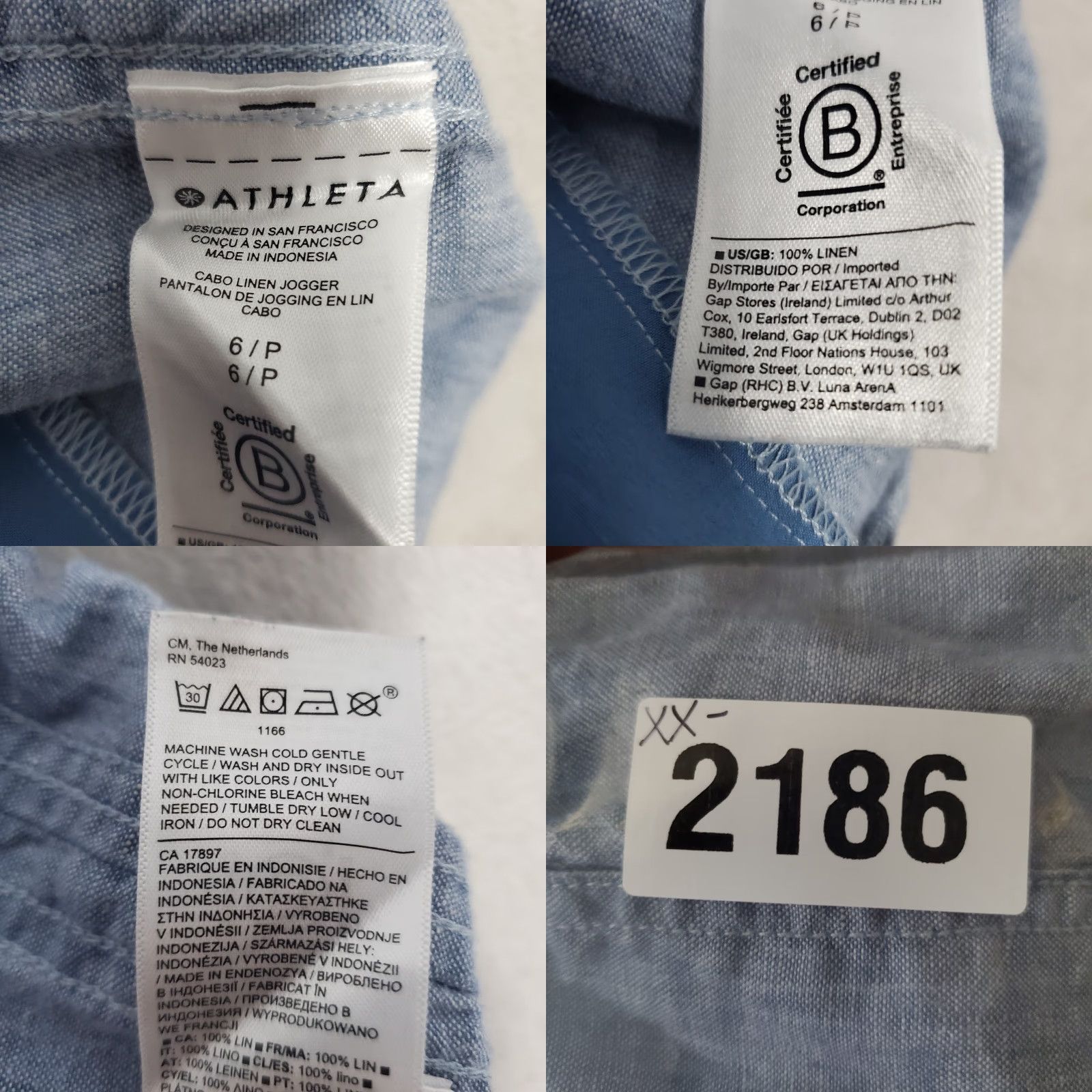 Athleta Athleta Pants Women 6P Blue Cabo Linen Jogger Elastic Waist Zip Pockets Beachy Size 28" / US 6 / IT 42 - 9 Thumbnail