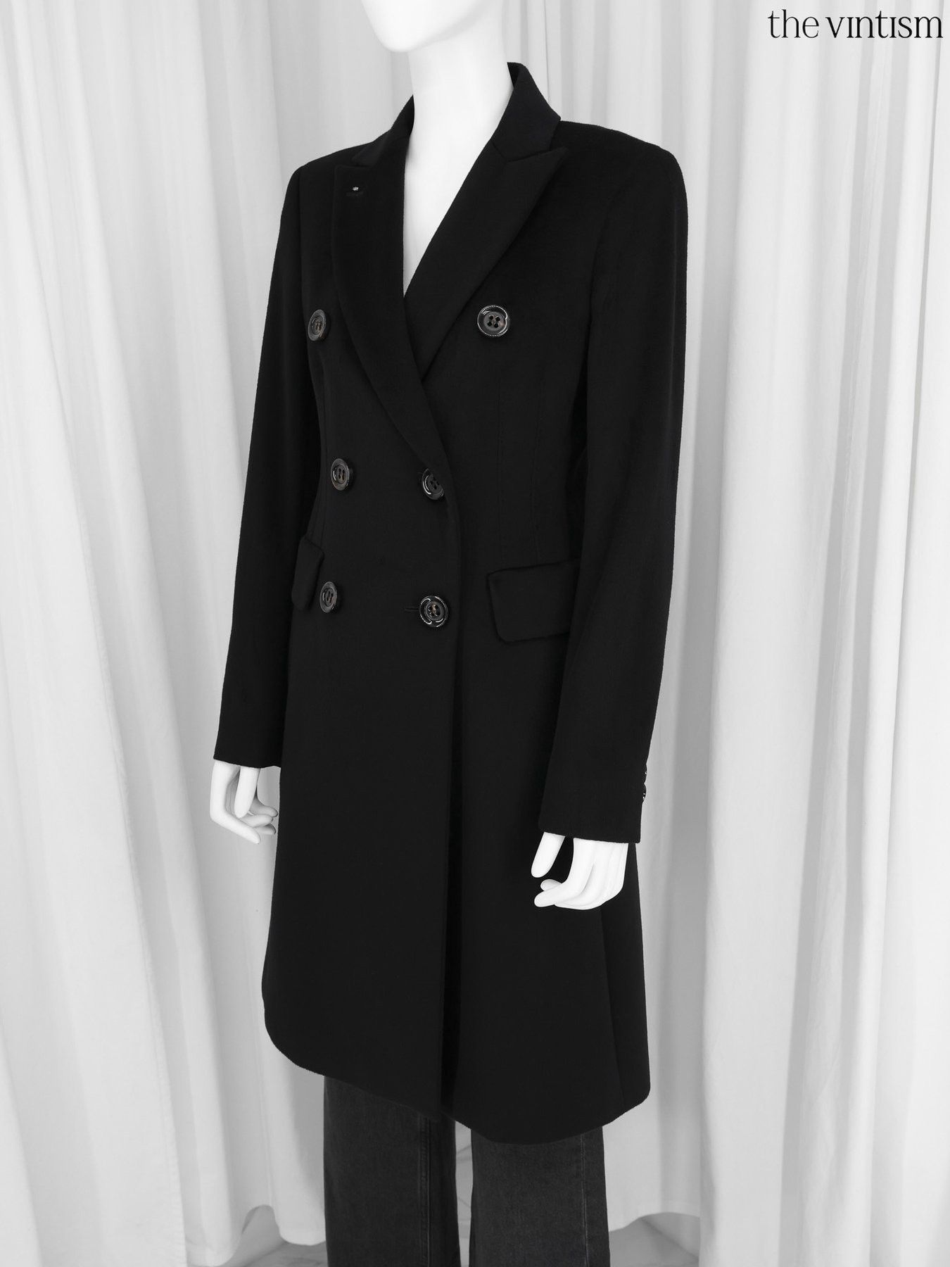 Sportmax Sportmax by Max Mara Black Virgin Wool Double-Breasted Coat Size M / US 6-8 / IT 42-44 - 3 Thumbnail