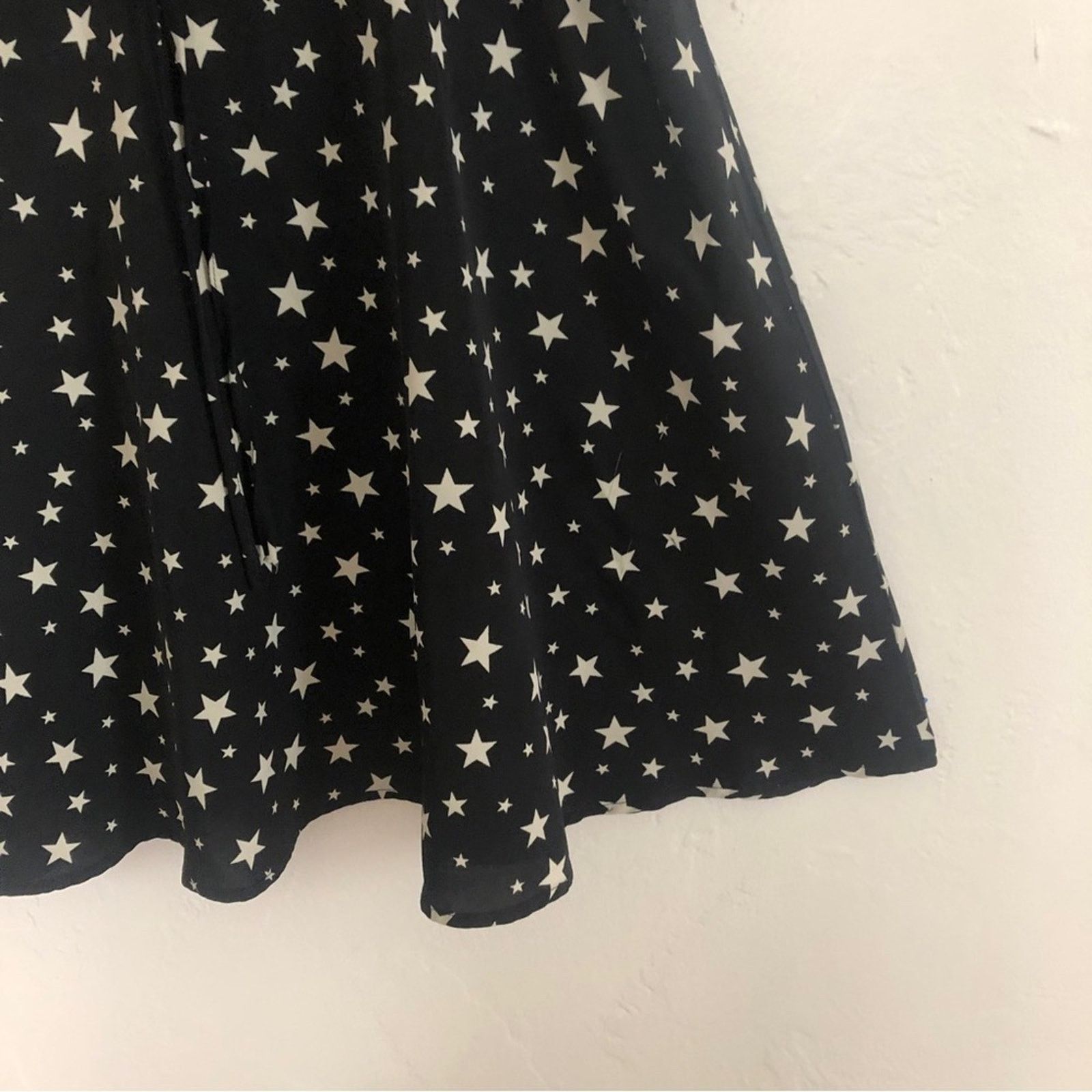 Nasty Gal Nasty Gal Black White Star Print Ruffle Fit Flare Mini Dress Size XXL / US 16-18 / IT 52-54 - 6 Thumbnail