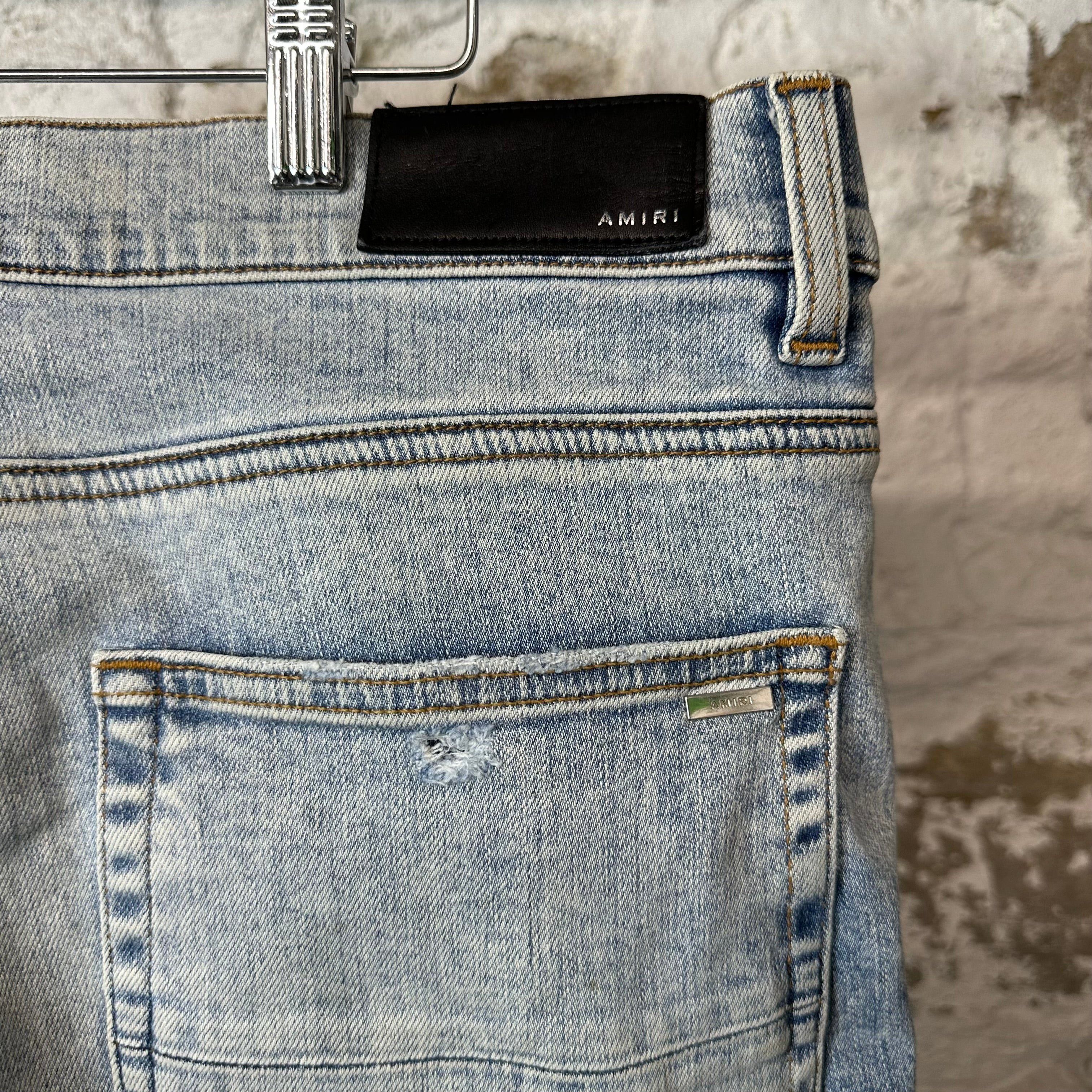 Amiri Amiri Multicolor Paisley Patch Washed Blue Denim Jeans Sz 36 Size US 36 / EU 52 - 4 Thumbnail