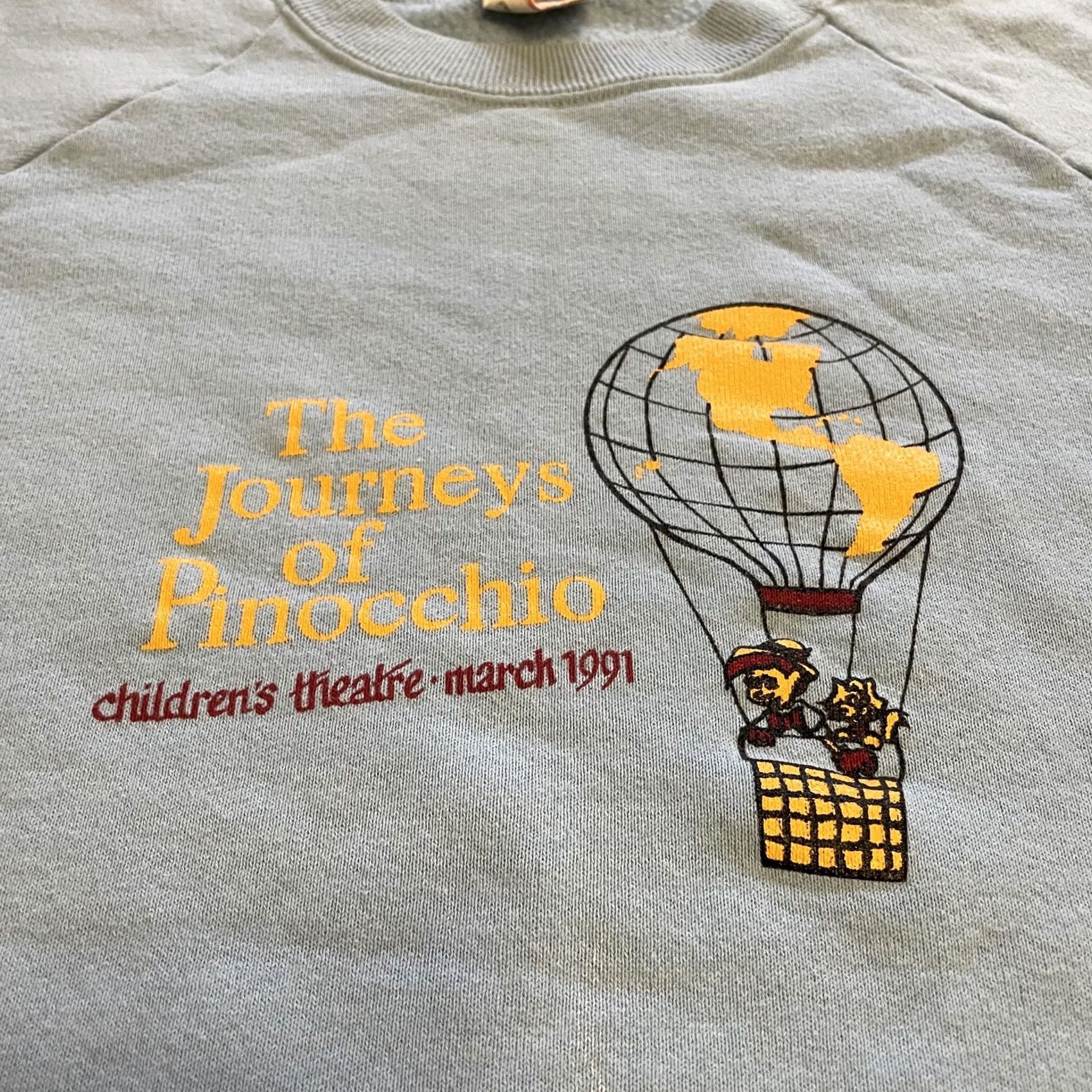 Fruit Of The Loom VINTAGE Pinocchio Sweatshirt Mens Large Blue Theatre Crewneck 1991 90s Journeys Size US L / EU 52-54 / 3 - 6 Thumbnail