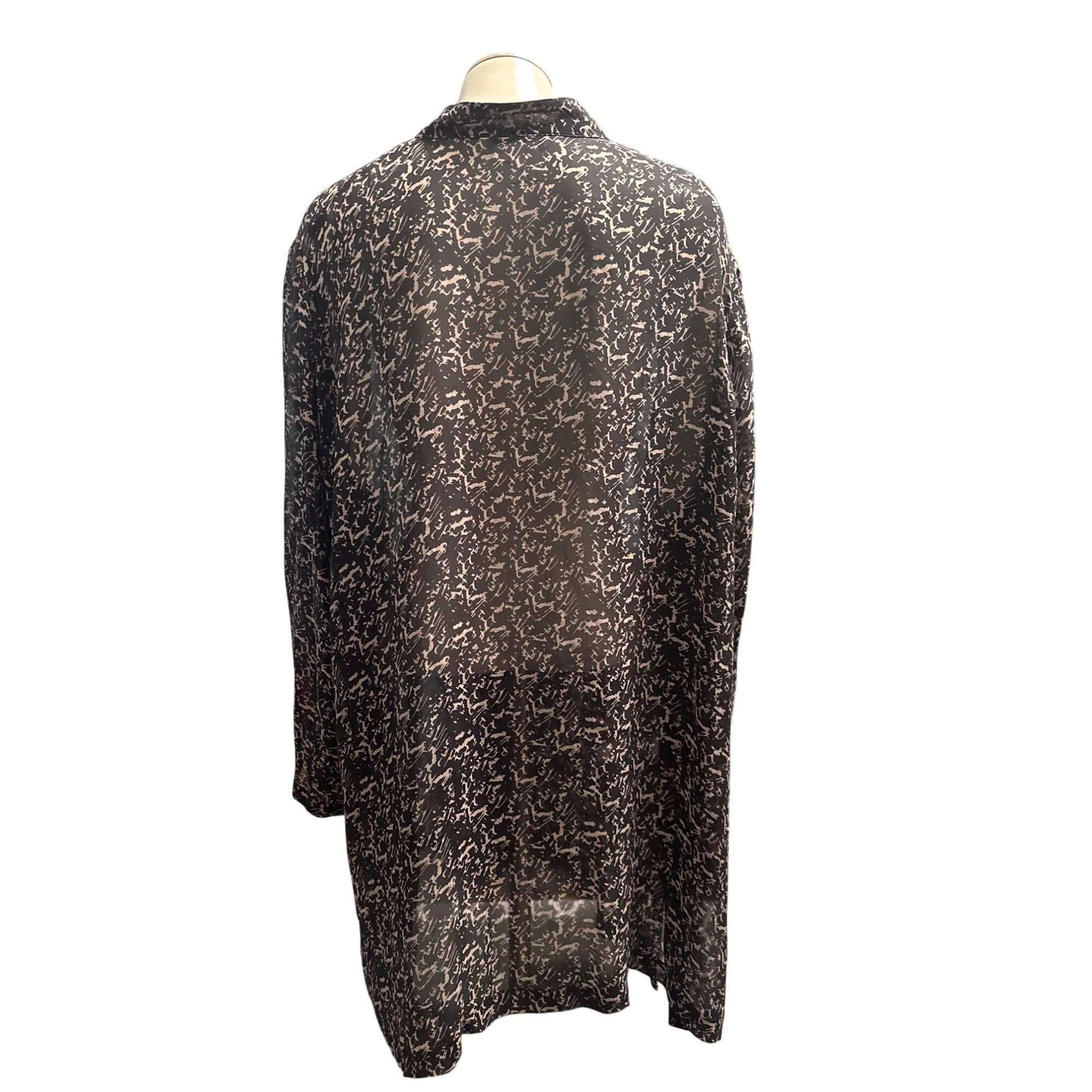Other WinterSilks Size 2X Vintage Black Silk Top Sheer Abstract Pr Size XXL / US 16-18 / IT 52-54 - 5 Thumbnail
