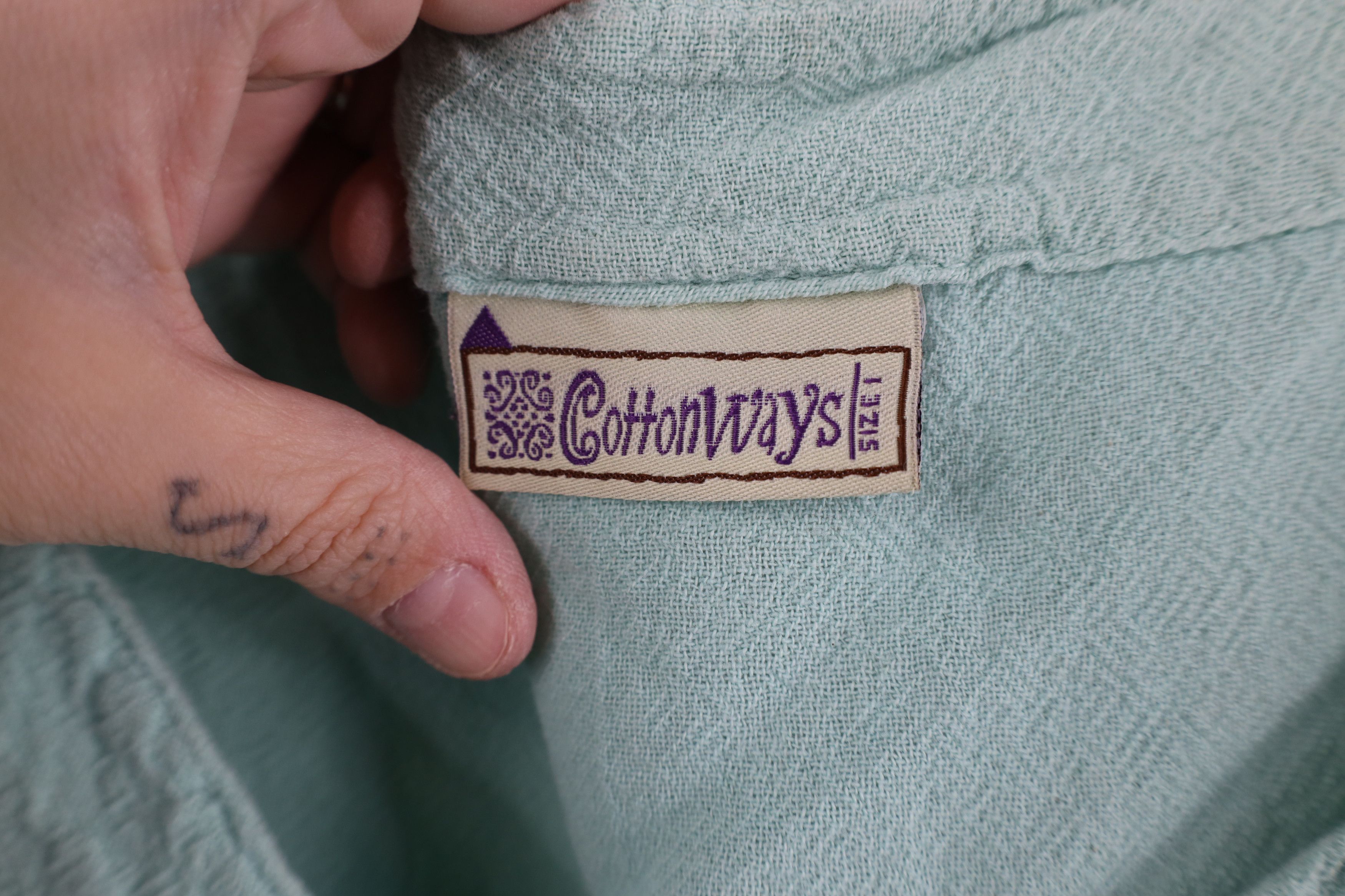 Vintage Vintage 90s Streetwear Cotton Open Shoulder T-Shirt Teal Size XL / US 12-14 / IT 48-50 - 6 Thumbnail