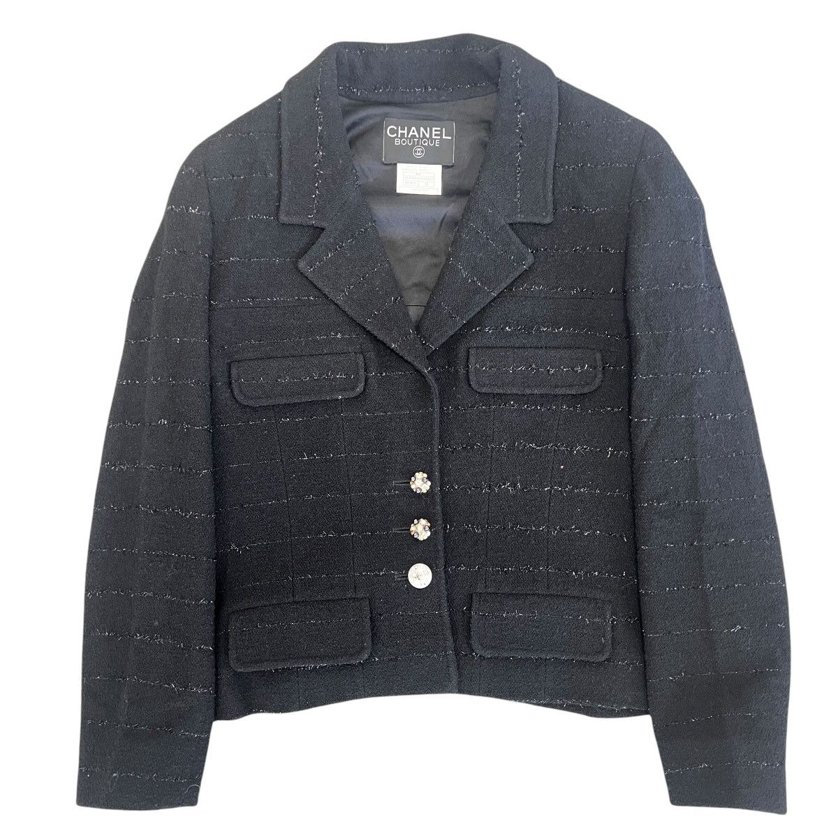 Chanel CHANEL 1995AW BOUTIQUE Black Sequined Tweed Jacket Skirt Set Size S / US 4 / IT 40 - 3 Thumbnail