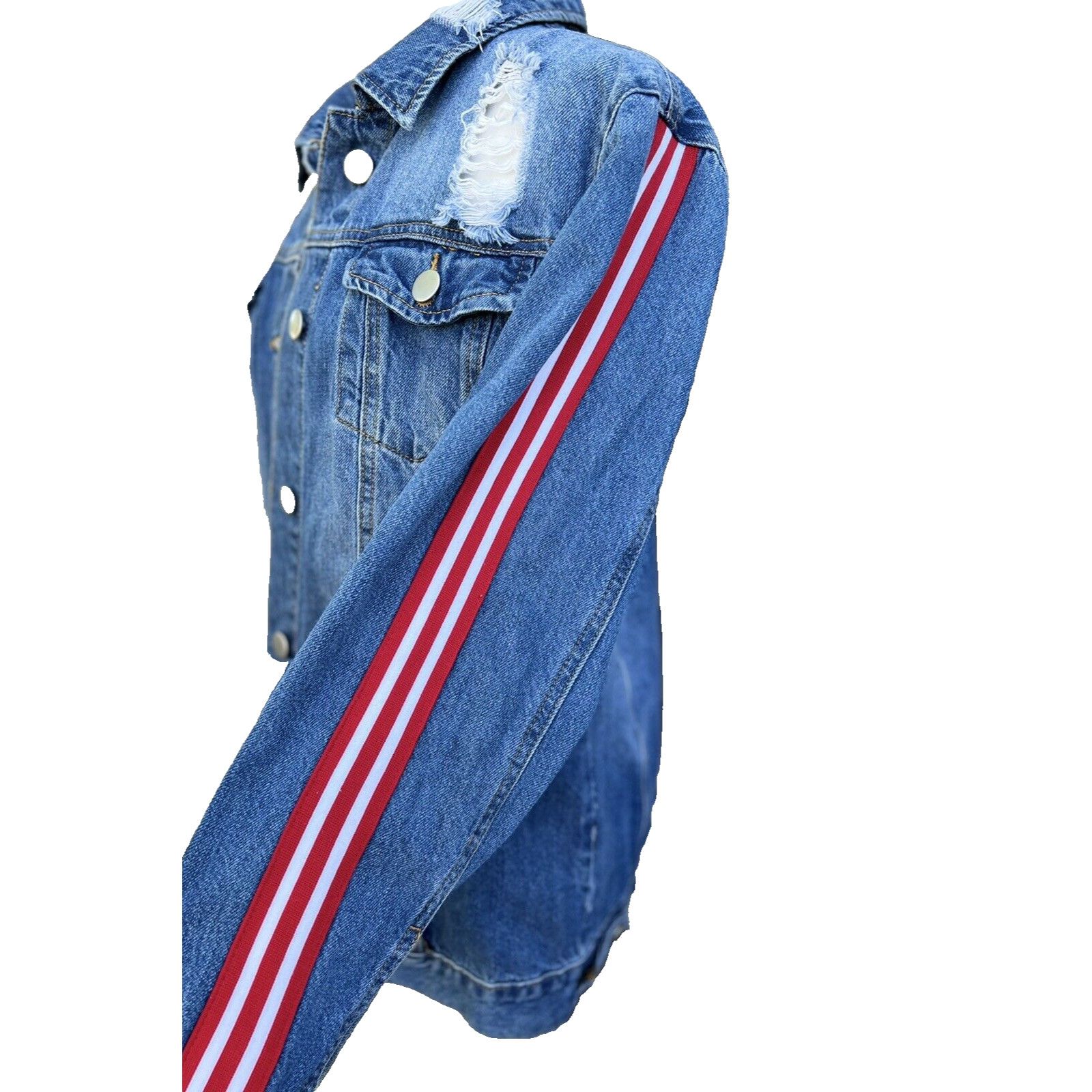 Mason's Ashley Mason distressed denim jacket women size S A000223 Size S / US 4 / IT 40 - 3 Thumbnail