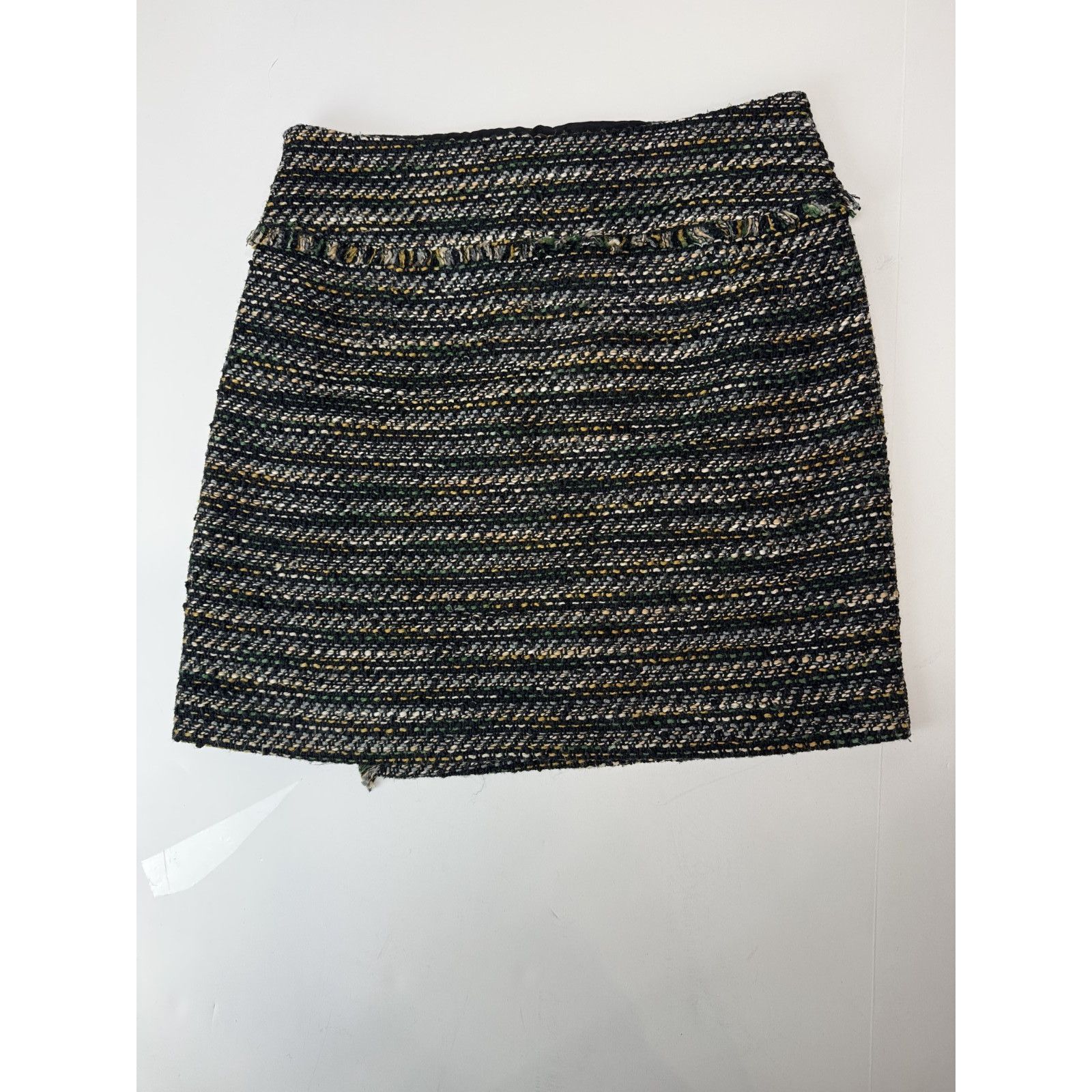 Loft Ann Taylor LOFT Black Tan Fringe Tweed Faux Wrap Skirt 4 Size 27" / US 4 / IT 40 - 2 Thumbnail