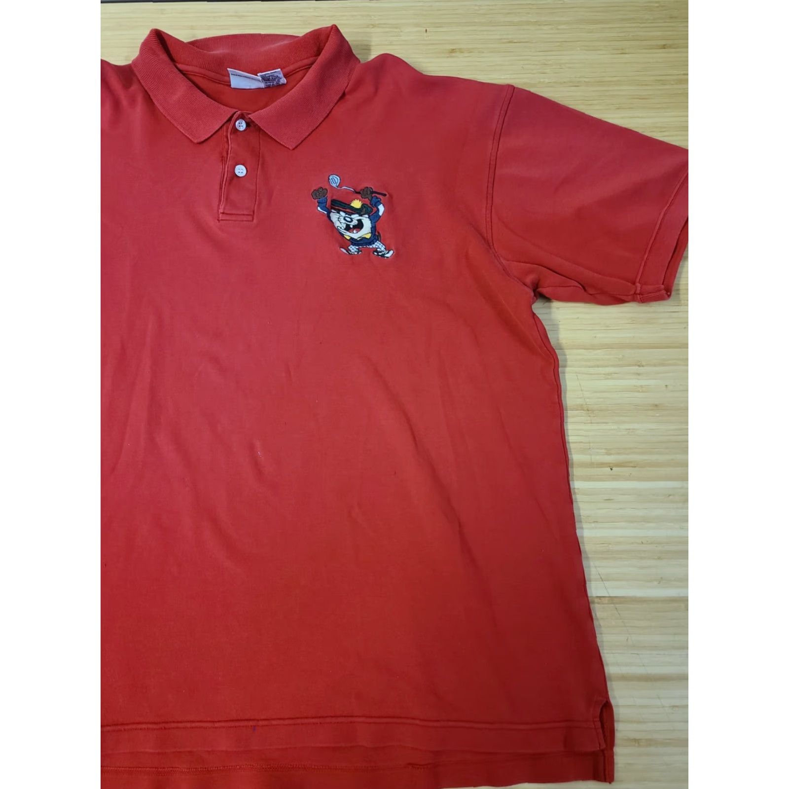 Acme Clothing VINTAGE Acme Clothing Polo Shirt Taz Tasmanian Devil Golf 2XL Red Short Sleeve Embroidered Logo 100% Cotton Men Classic Knit Size US XXL / EU 58 / 5 - 2 Thumbnail