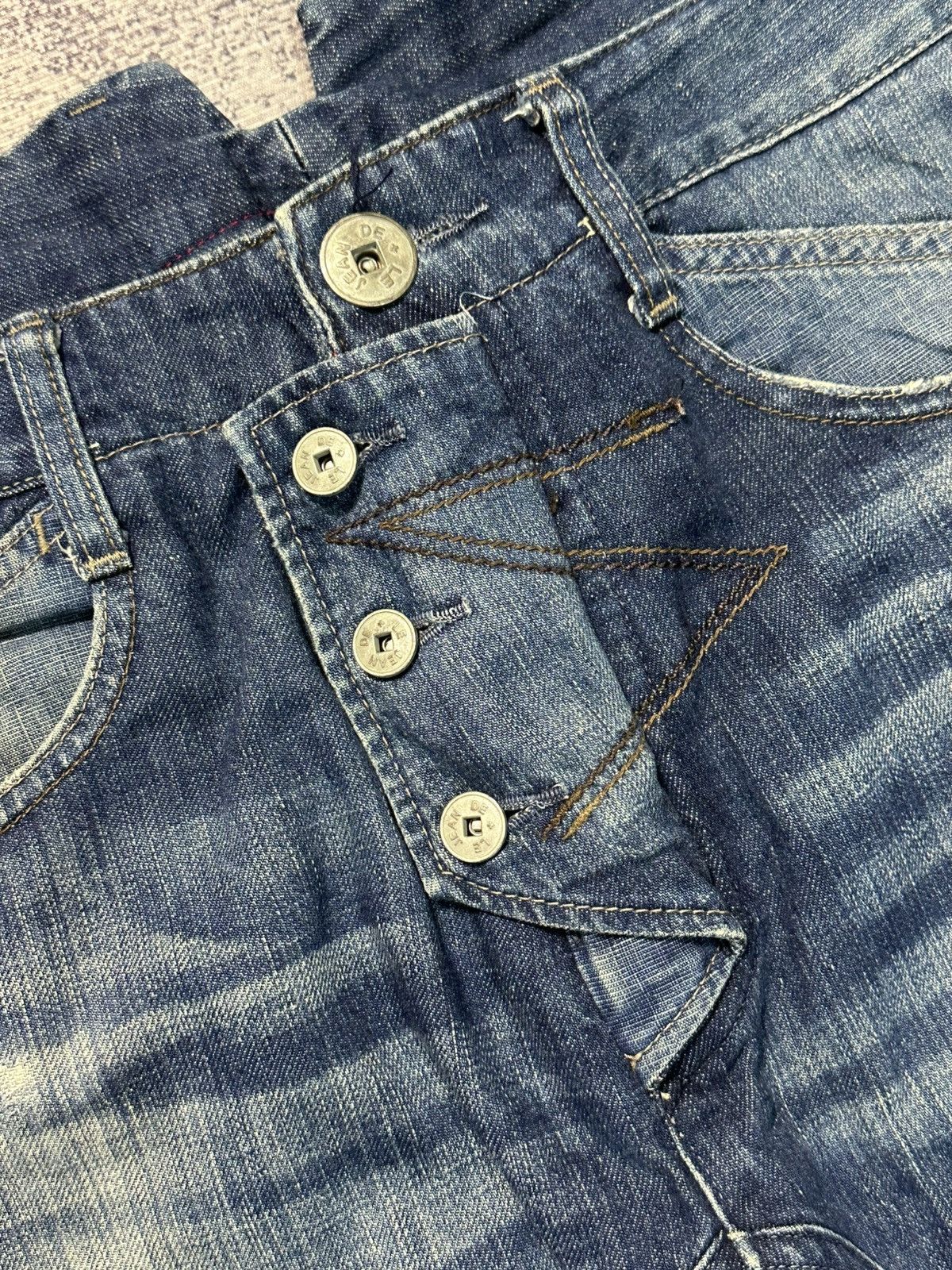 Marithe + Francois Girbaud 00s Marithe Francois Girbaud Bondage Washed Denim Jeans Size US 31 - 9 Thumbnail
