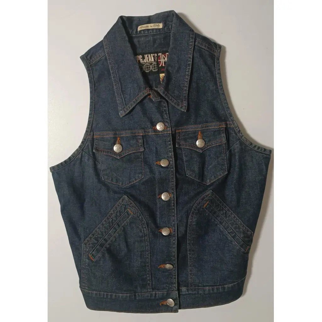 Gaultier Homme Objet × Jean Paul Gaultier RARE 90's JEAN PAUL GAULTIER Italy JPG Jeans Blue Denim Vest Button Gilet Jacket Size XS / US 0-2 / IT 36-38 - 11 Thumbnail