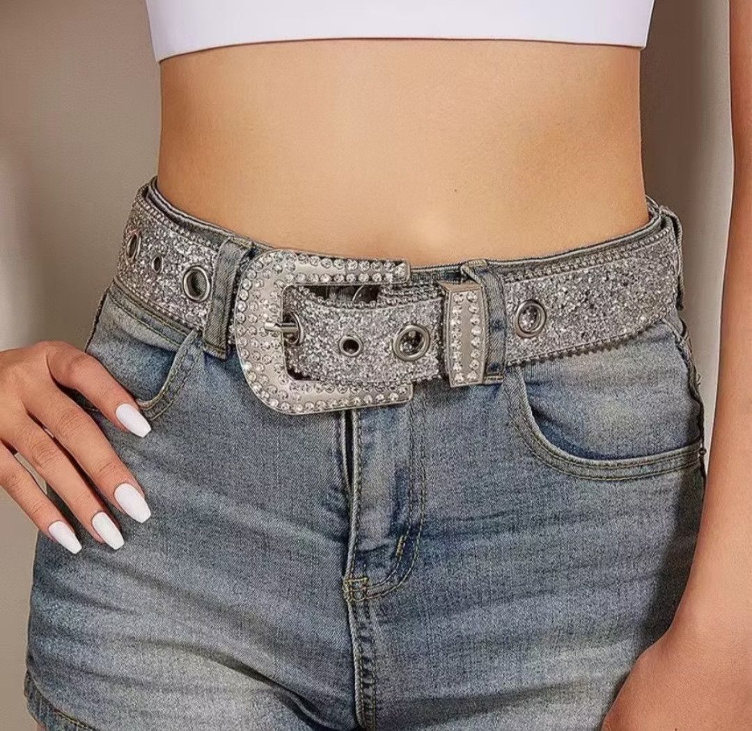 Japanese Brand Sparkling western Athenic artificial gemstones belt Size ONE SIZE - 1 Thumbnail