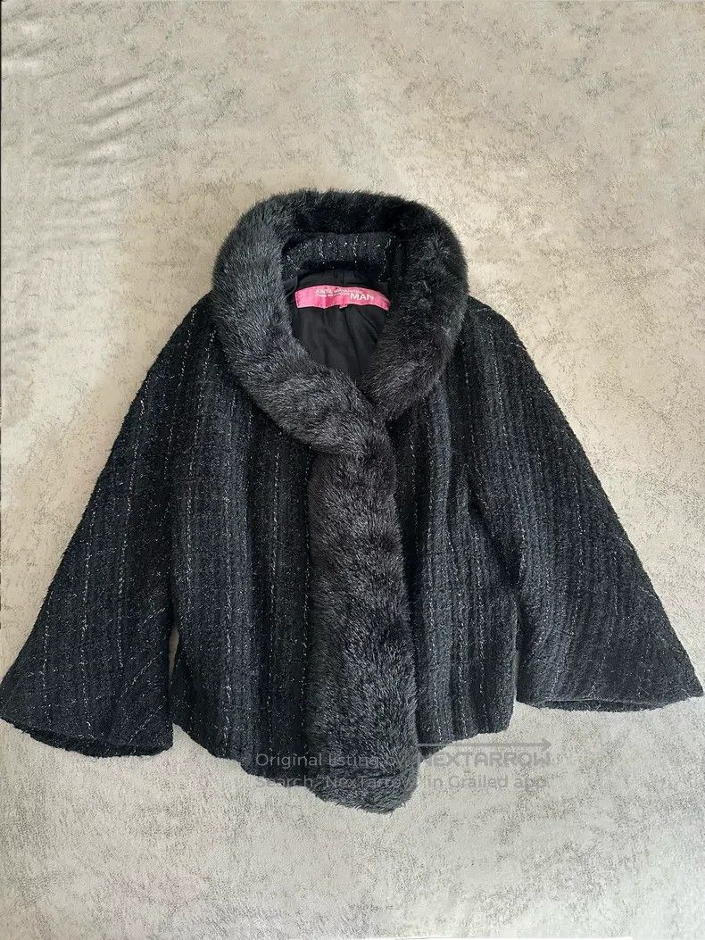 Junya Watanabe Junya Watanabe Faux Fur Trimmed Tweed Coat Size M / US 6-8 / IT 42-44 - 1 Thumbnail
