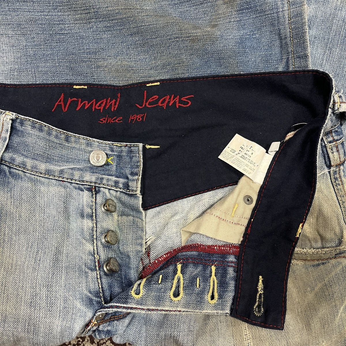 Armani × If Six Was Nine Ripped Distressed Armani Jeans Faded Blue Size US 33 - 19 Thumbnail