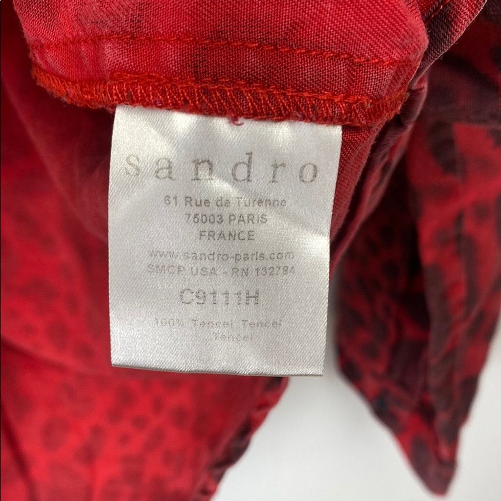 Sandro SANDRO French Red Button Down Maximalist Animal Shirt sz 2 M Size L / US 10 / IT 46 - 3 Thumbnail