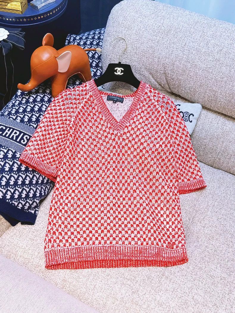 Chanel Chanel 17P red and white double-layer braided short sleeve Size XS / US 0-2 / IT 36-38 - 1 Thumbnail