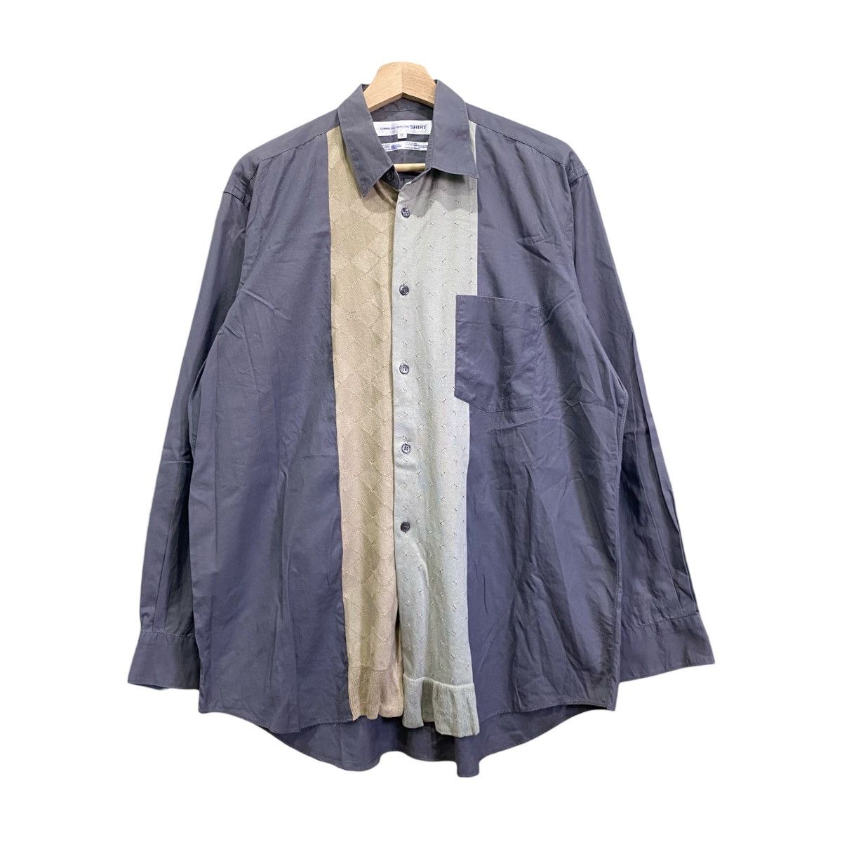Comme des Garcons SHIRT Comme des Garcons SHIRT Panel Knit Inset Grey Button Down M Size US M / EU 48-50 / 2 - 1 Thumbnail