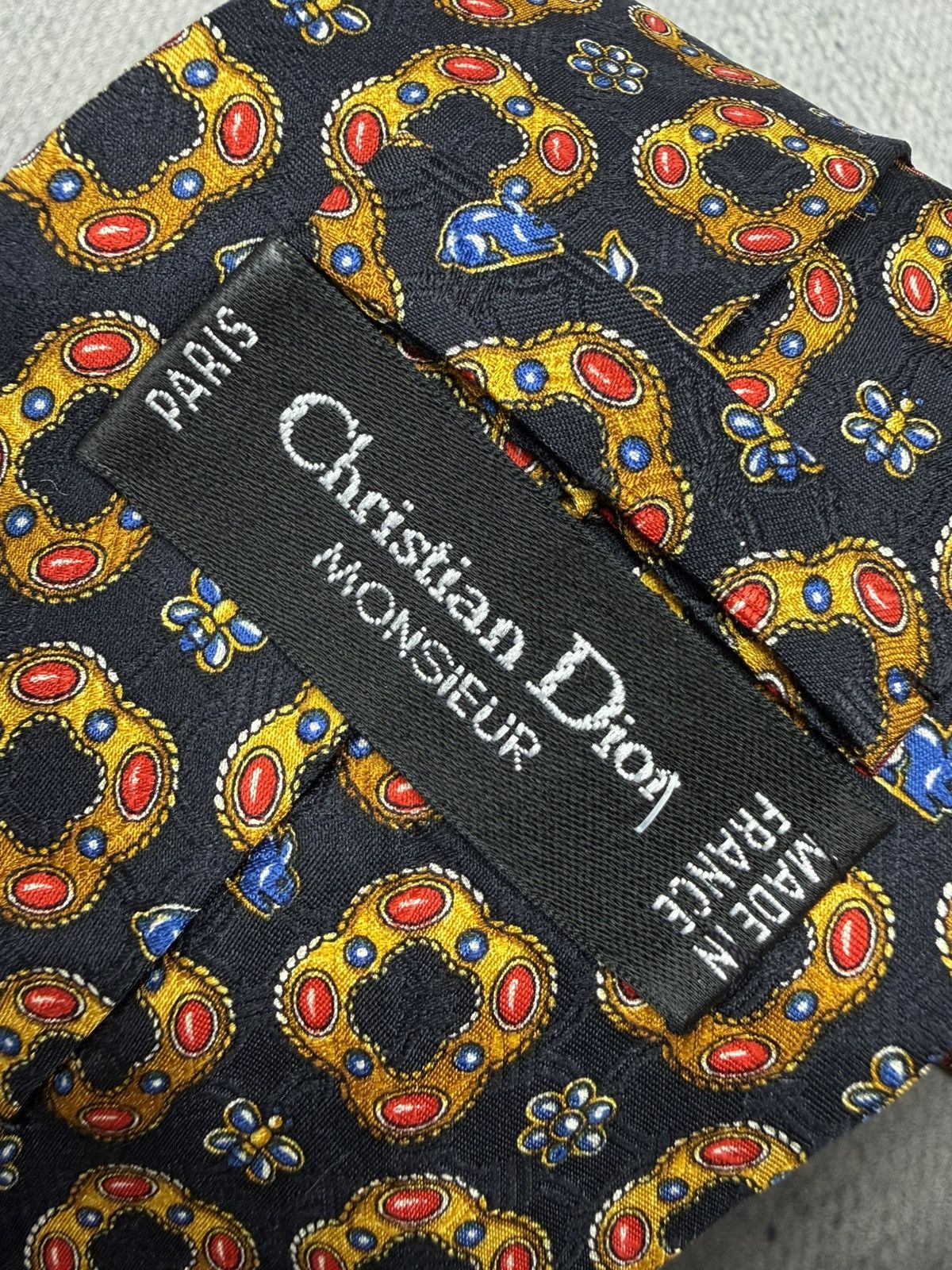 Christian Dior Monsieur Christian Dior Monsieur Vintage Silk Tie Baroque Medallion Size ONE SIZE - 10 Thumbnail