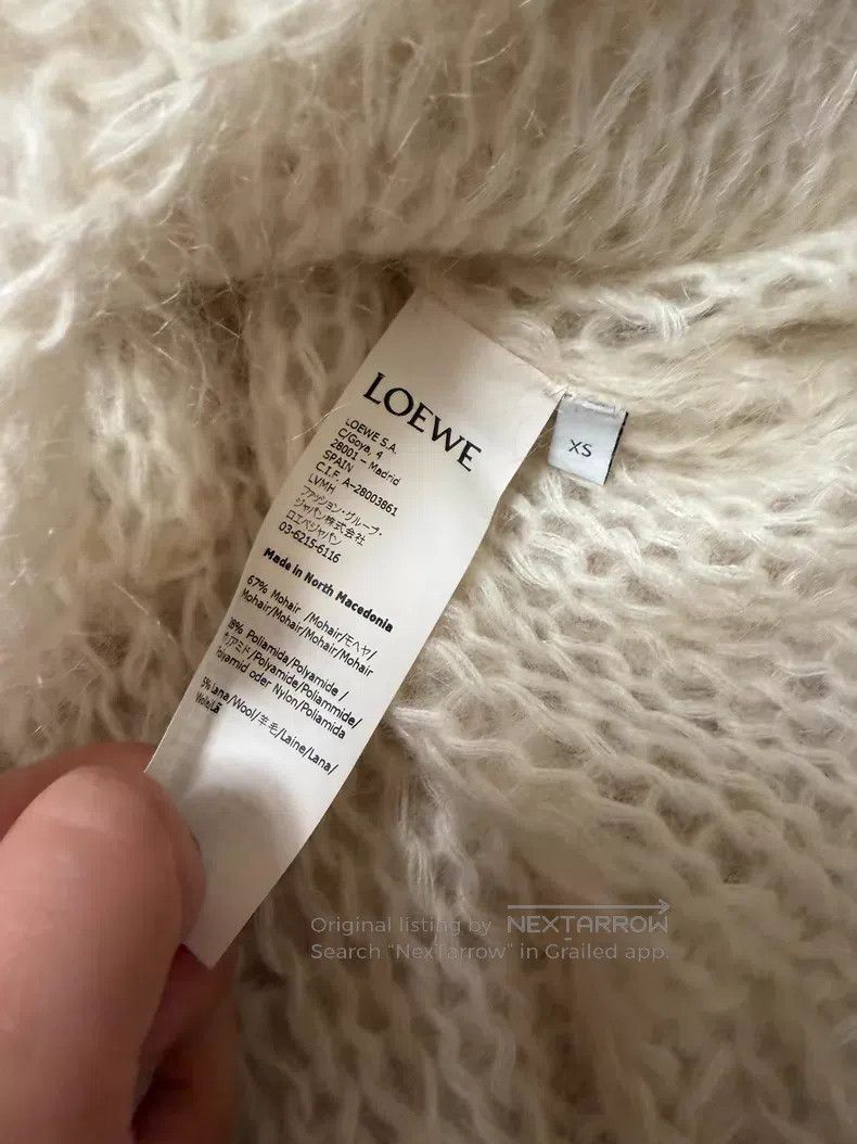 Loewe Loewe Beige Logo Mohair V-Neck Open Cardigan Jacket Size XS / US 0-2 / IT 36-38 - 4 Thumbnail